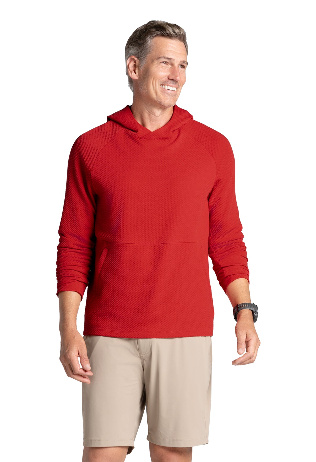 IBKÜL - Solid Popcorn Stitch Hoody - 94001 - Color: Red