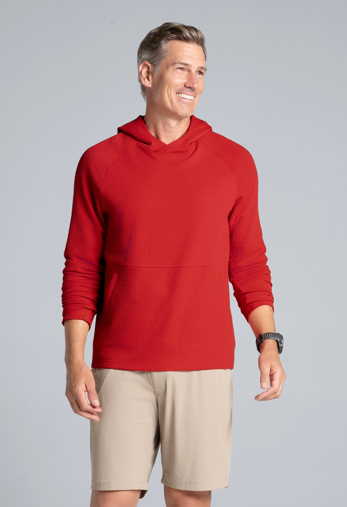 IBKÜL - Solid Popcorn Stitch Hoody - 94001 - Color: Red