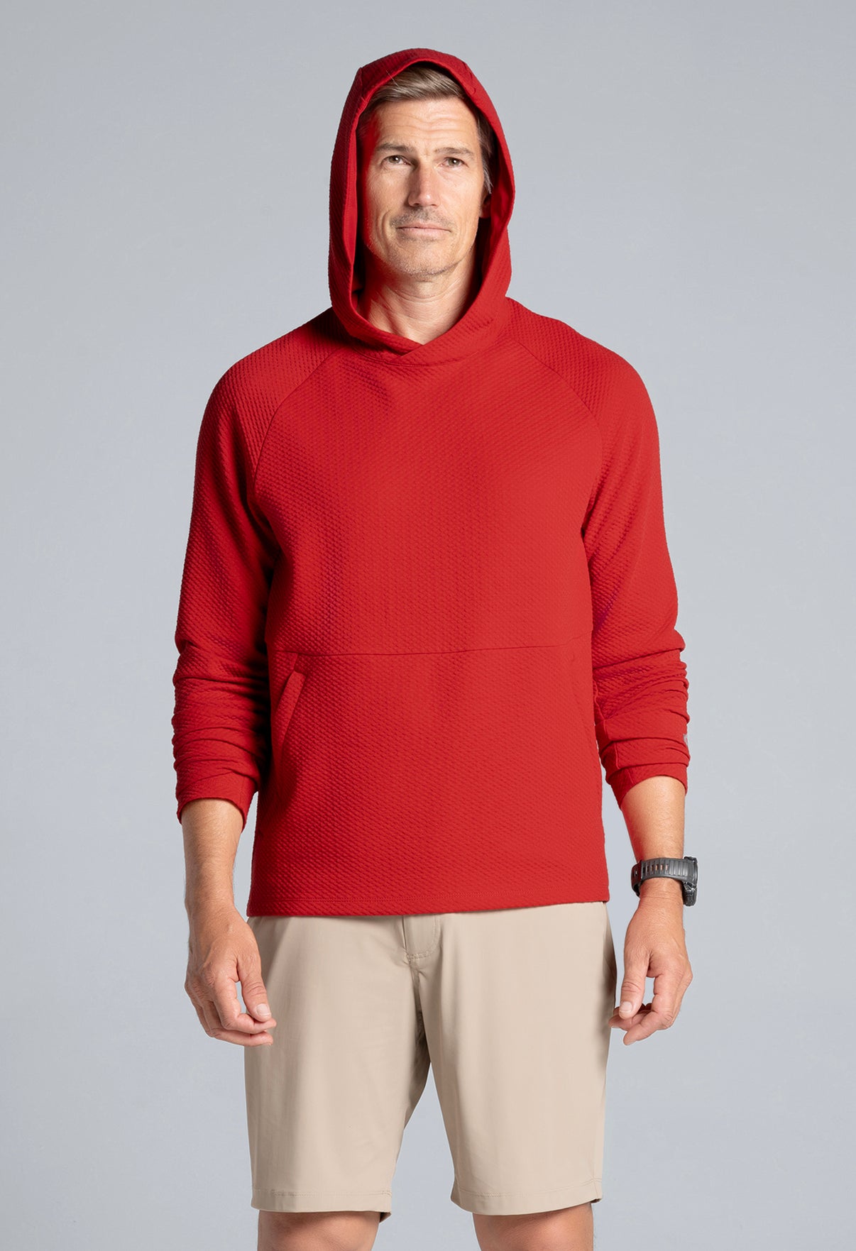 IBKÜL - Solid Popcorn Stitch Hoody - 94001 - Color: Red