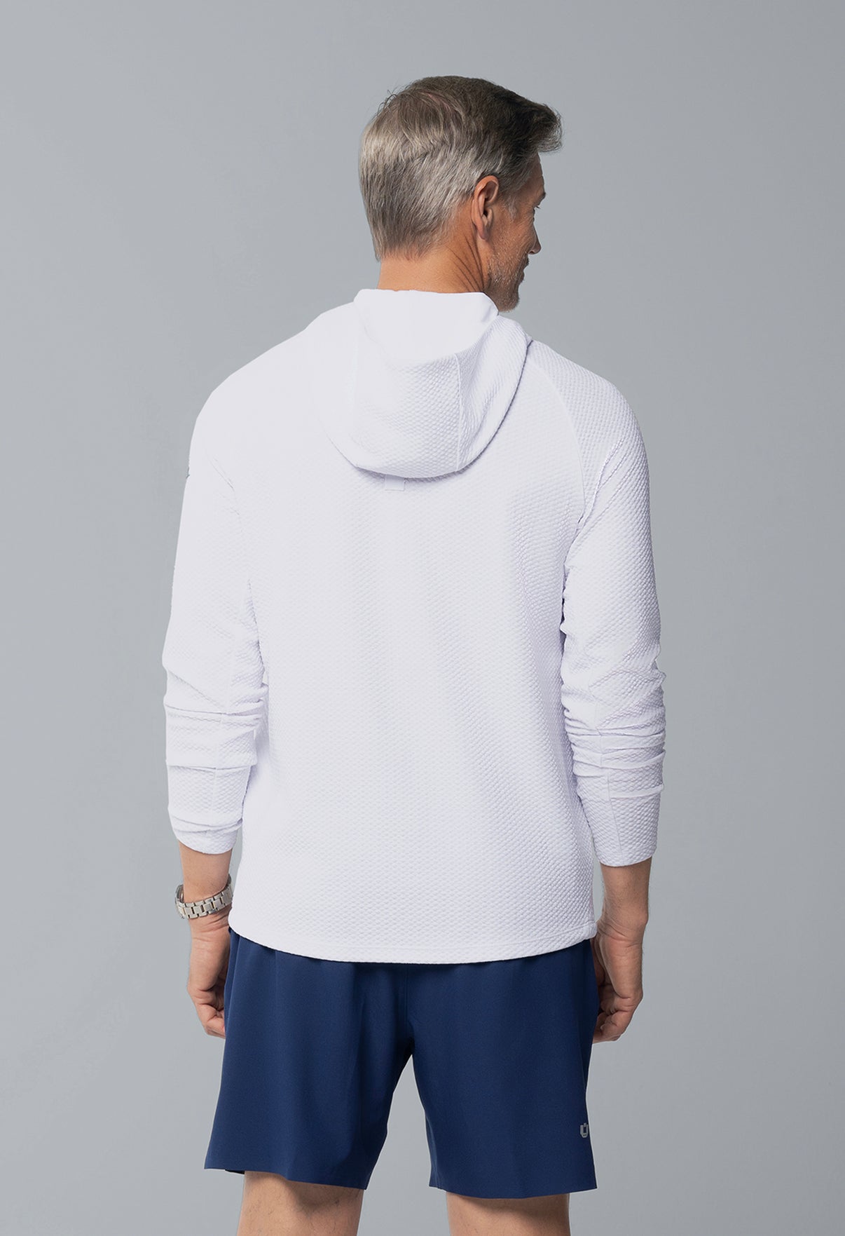 IBKÜL - Solid Popcorn Stitch Hoody - 94001 - Color: White