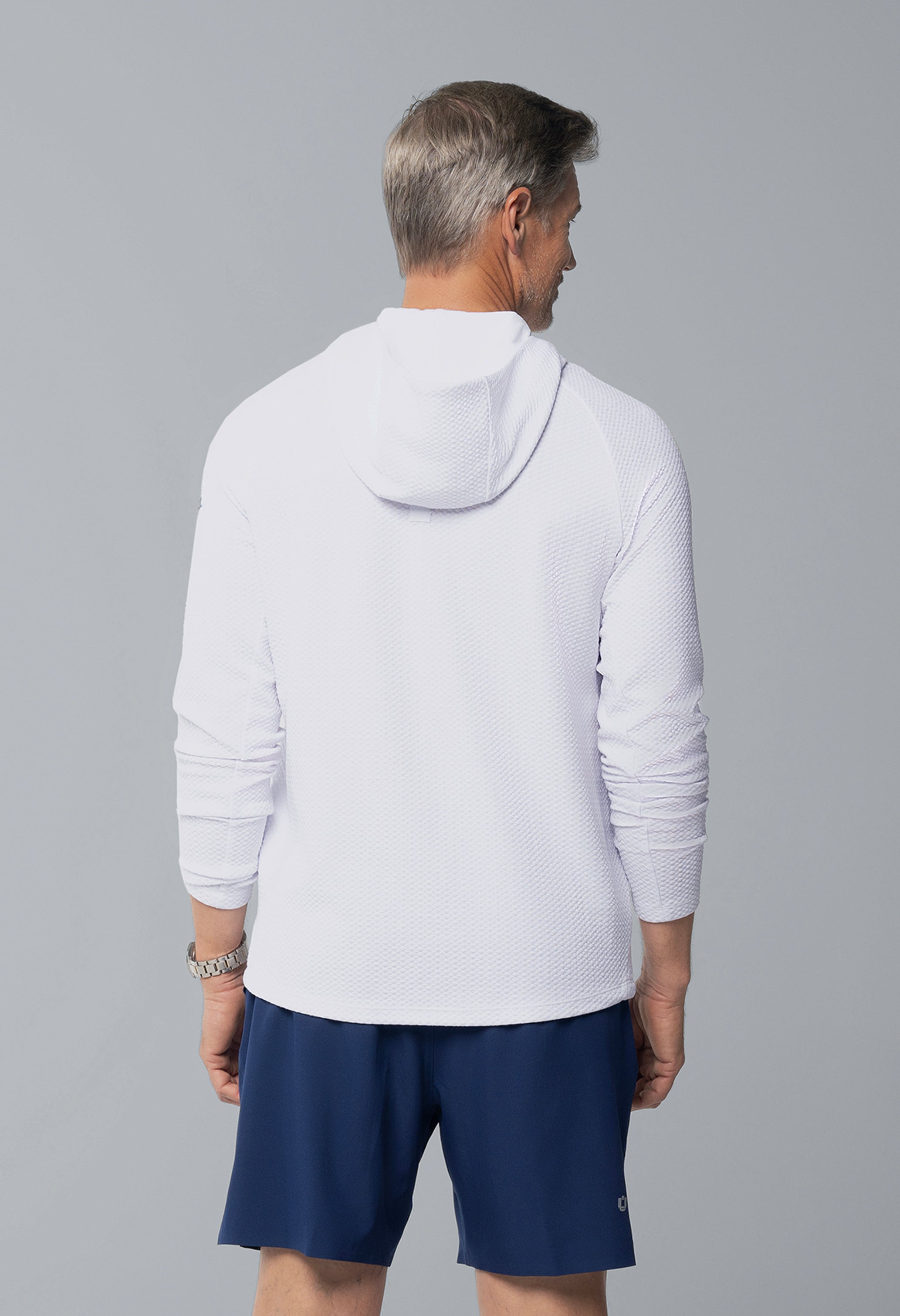 IBKÜL - Solid Popcorn Stitch Hoody - 94001 - Color: White