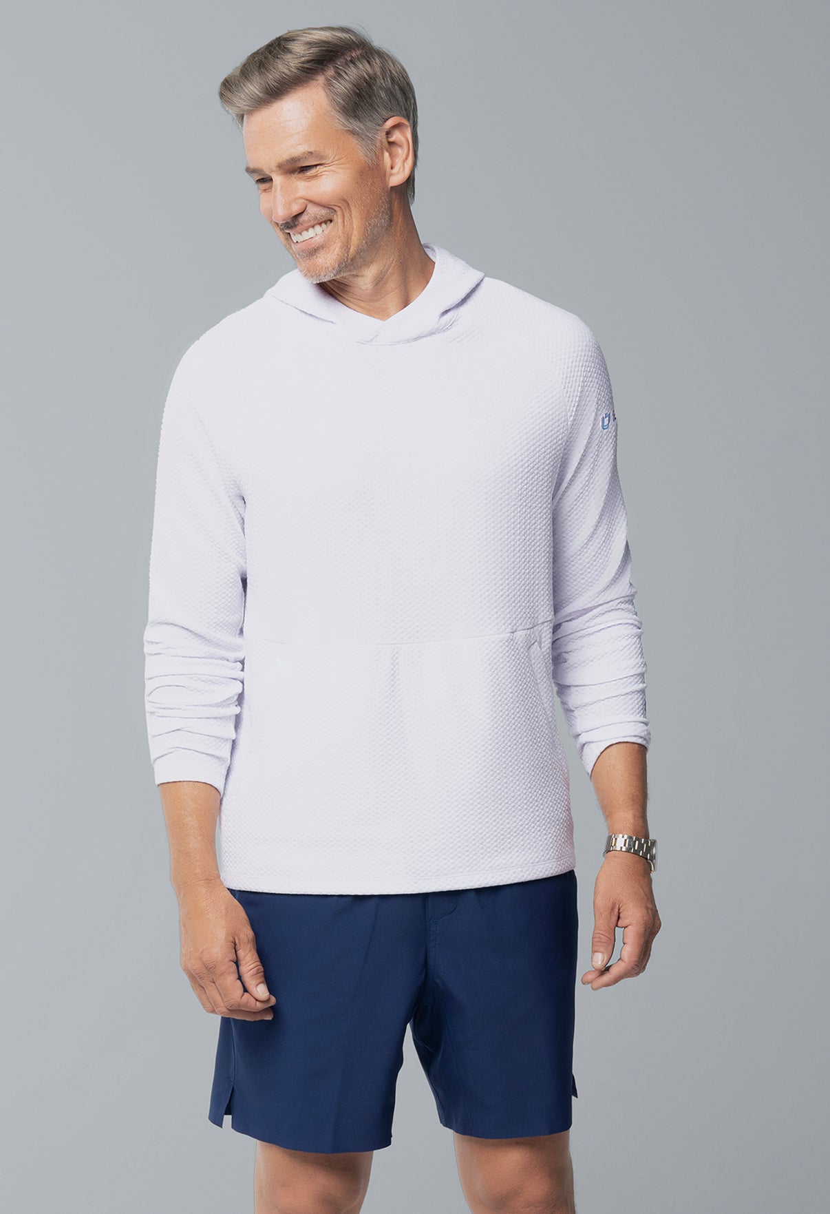 IBKÜL - Solid Popcorn Stitch Hoody - 94001 - Color: White