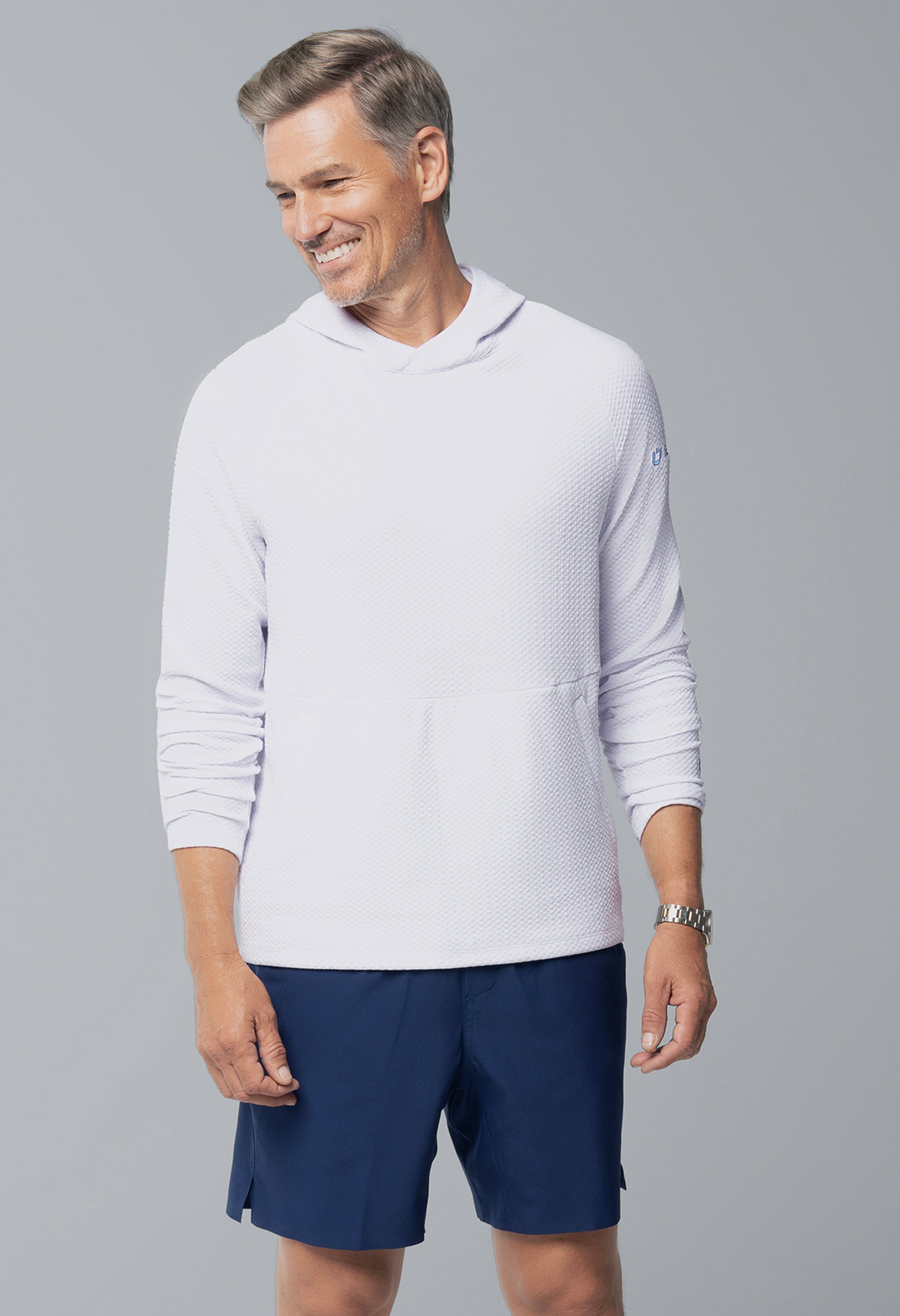 IBKÜL - Solid Popcorn Stitch Hoody - 94001 - Color: White