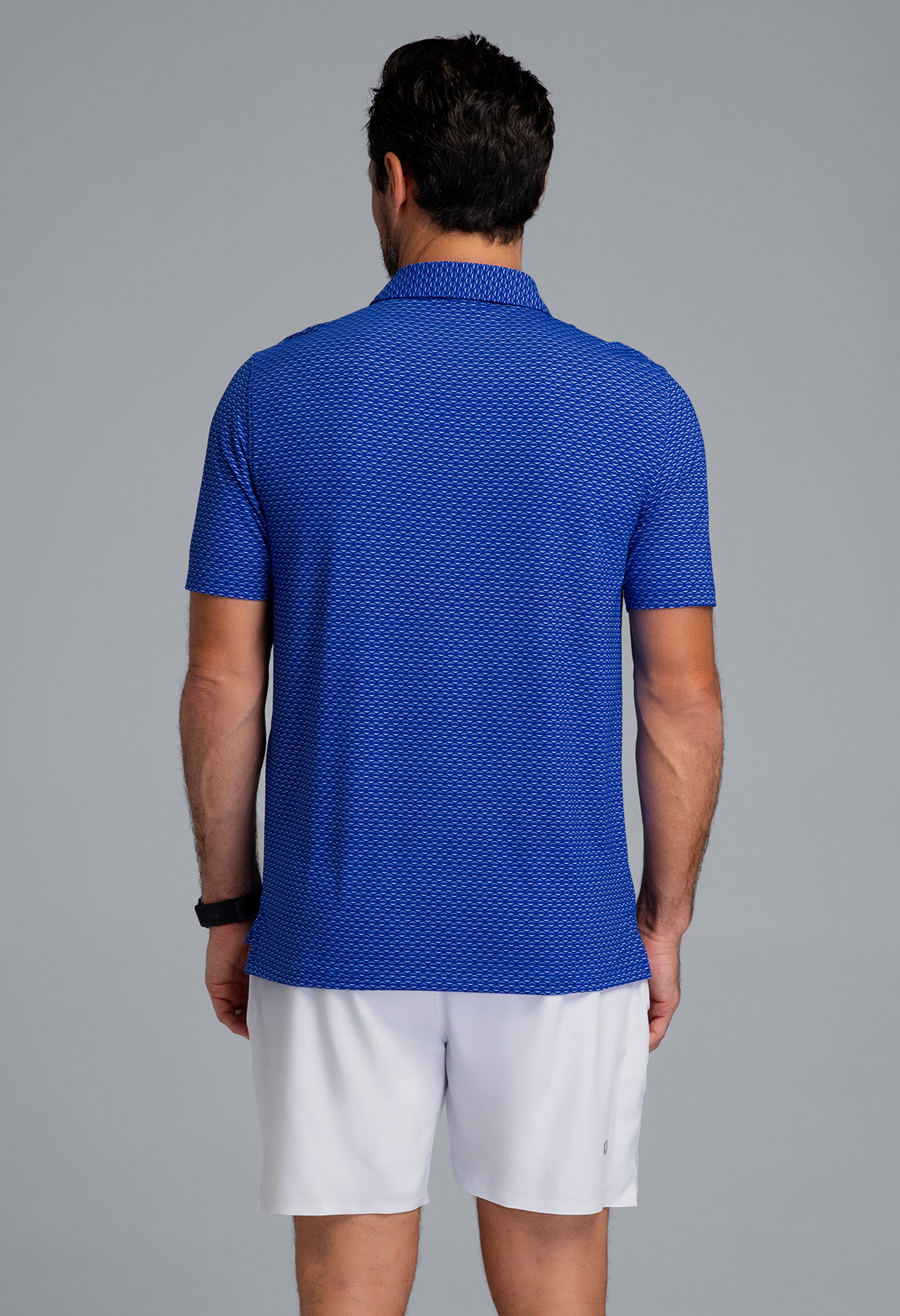 IBKÜL - Footballs Print Short Sleeve Polo (Modern Fit) - Color: Royal/White