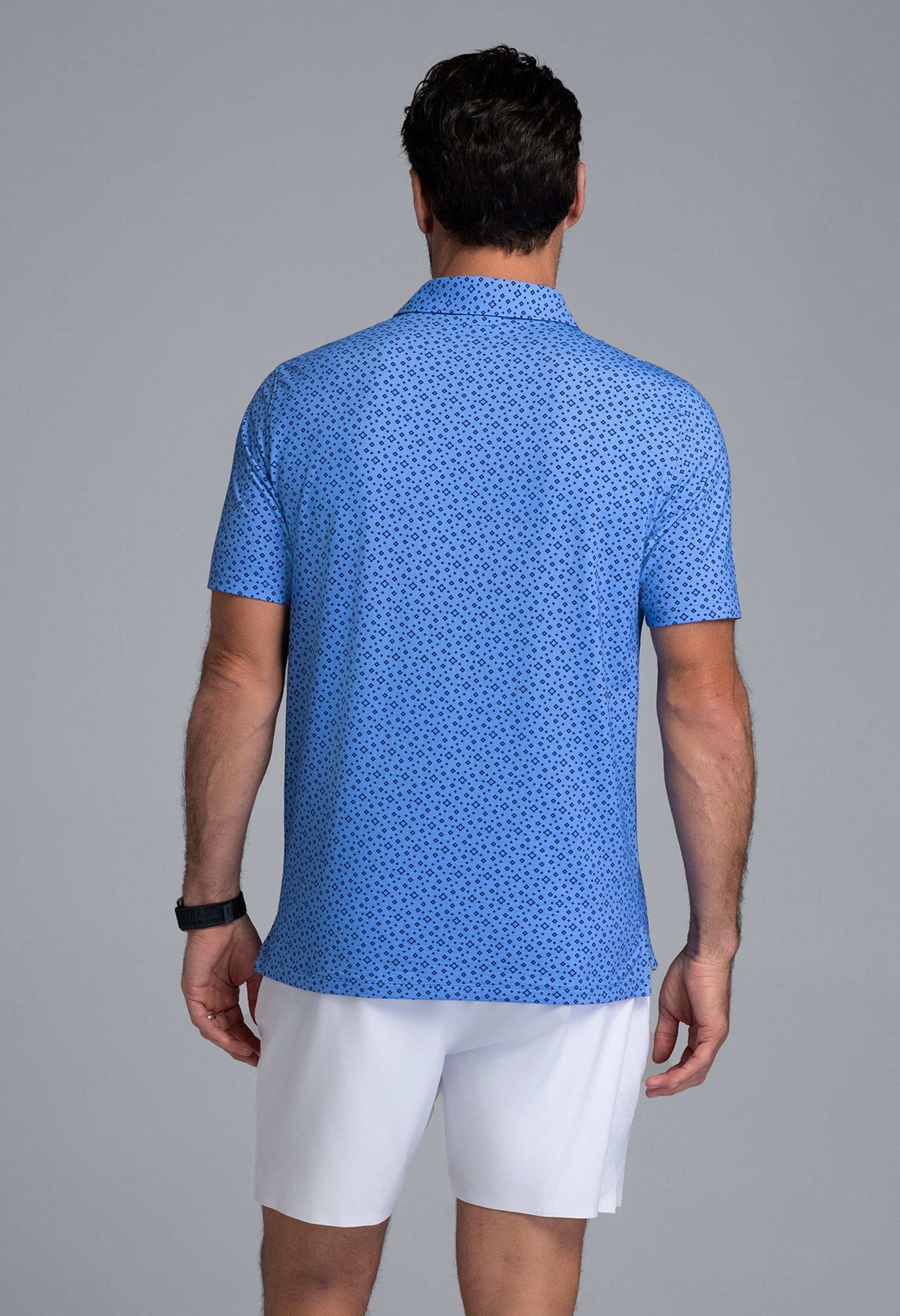 IBKÜL - Twinkle Twinkle Print Short Sleeve Polo (Modern Fit) - Color: Peri/Ink