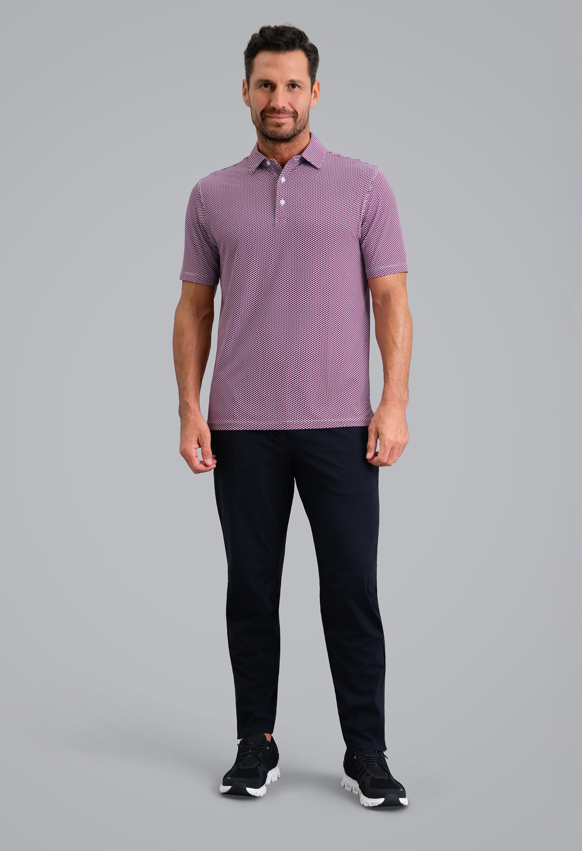 IBKÜL - Cube Art Short Sleeve Polo - Color: Black/Rose/White