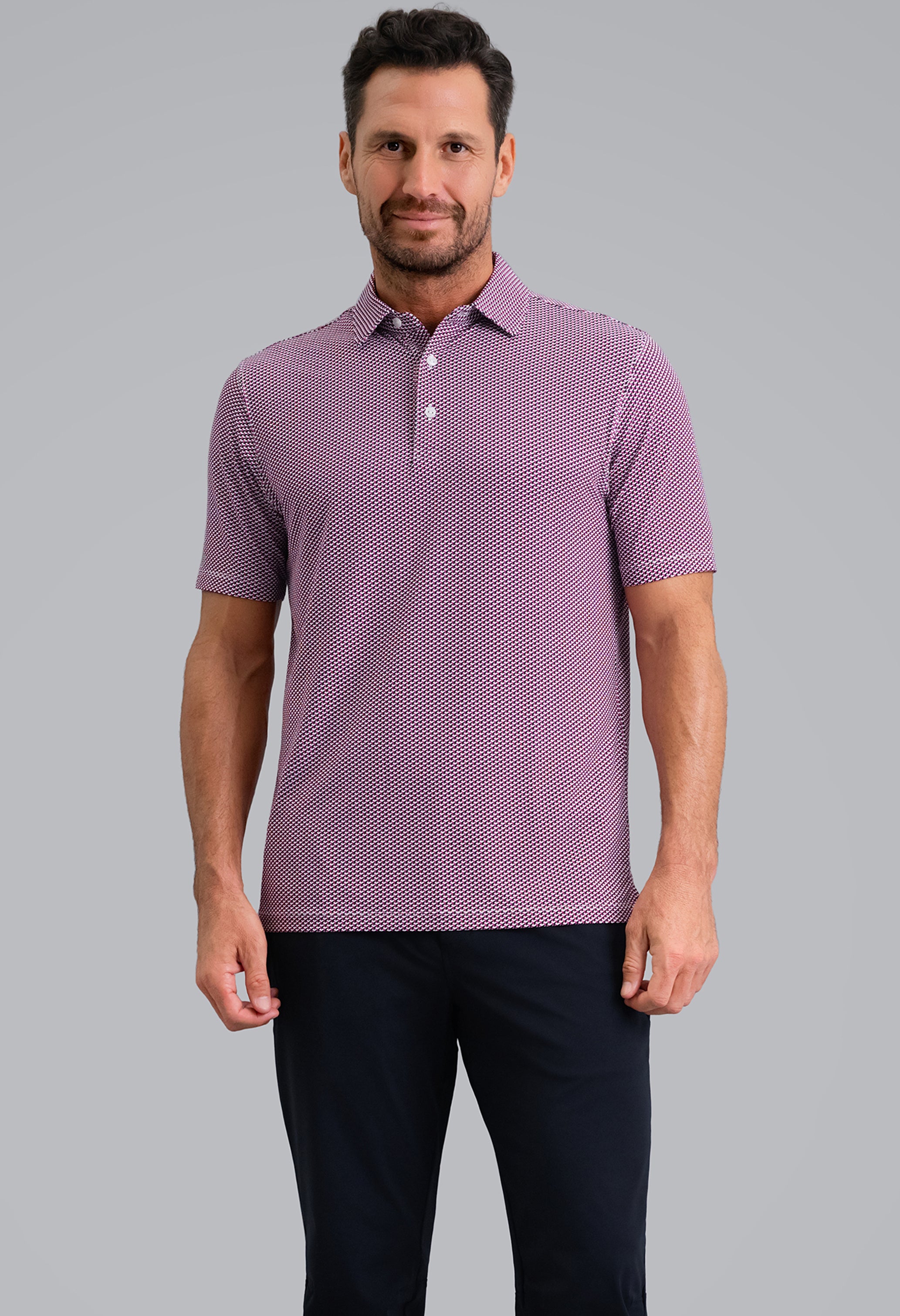 IBKÜL - Cube Art Short Sleeve Polo - Color: Black/Rose/White