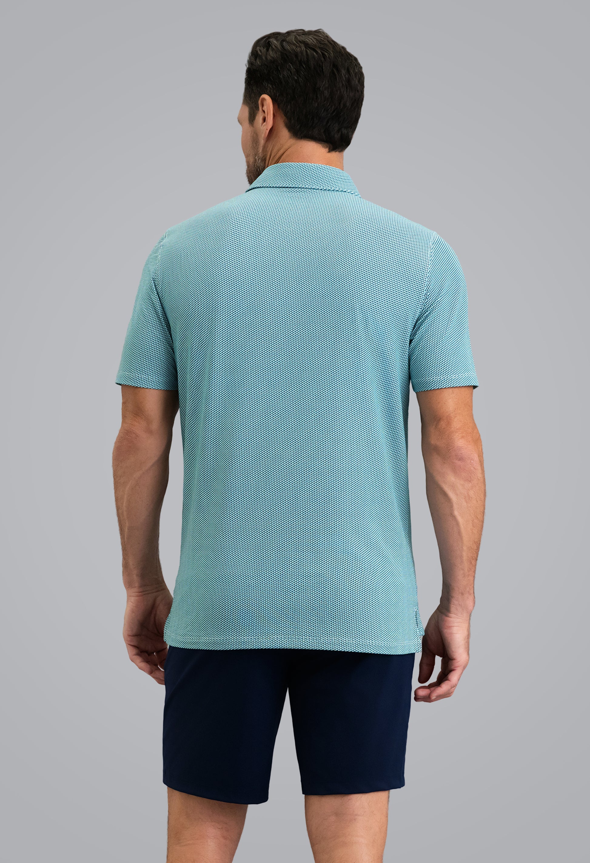 IBKÜL - Cube Art Short Sleeve Polo - Color: Classic Navy/Mint/White