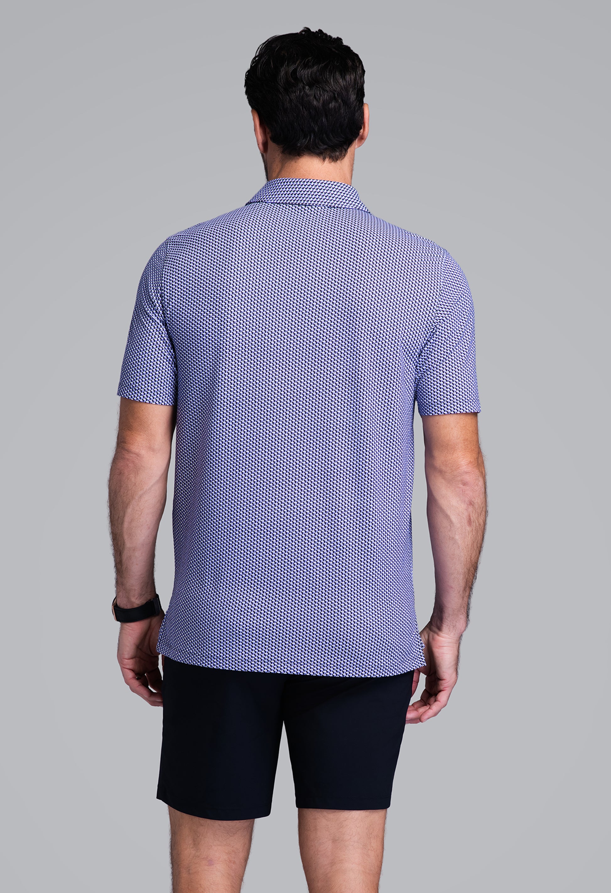 IBKÜL - Cube Art Short Sleeve Polo - Color: Lavender/Black