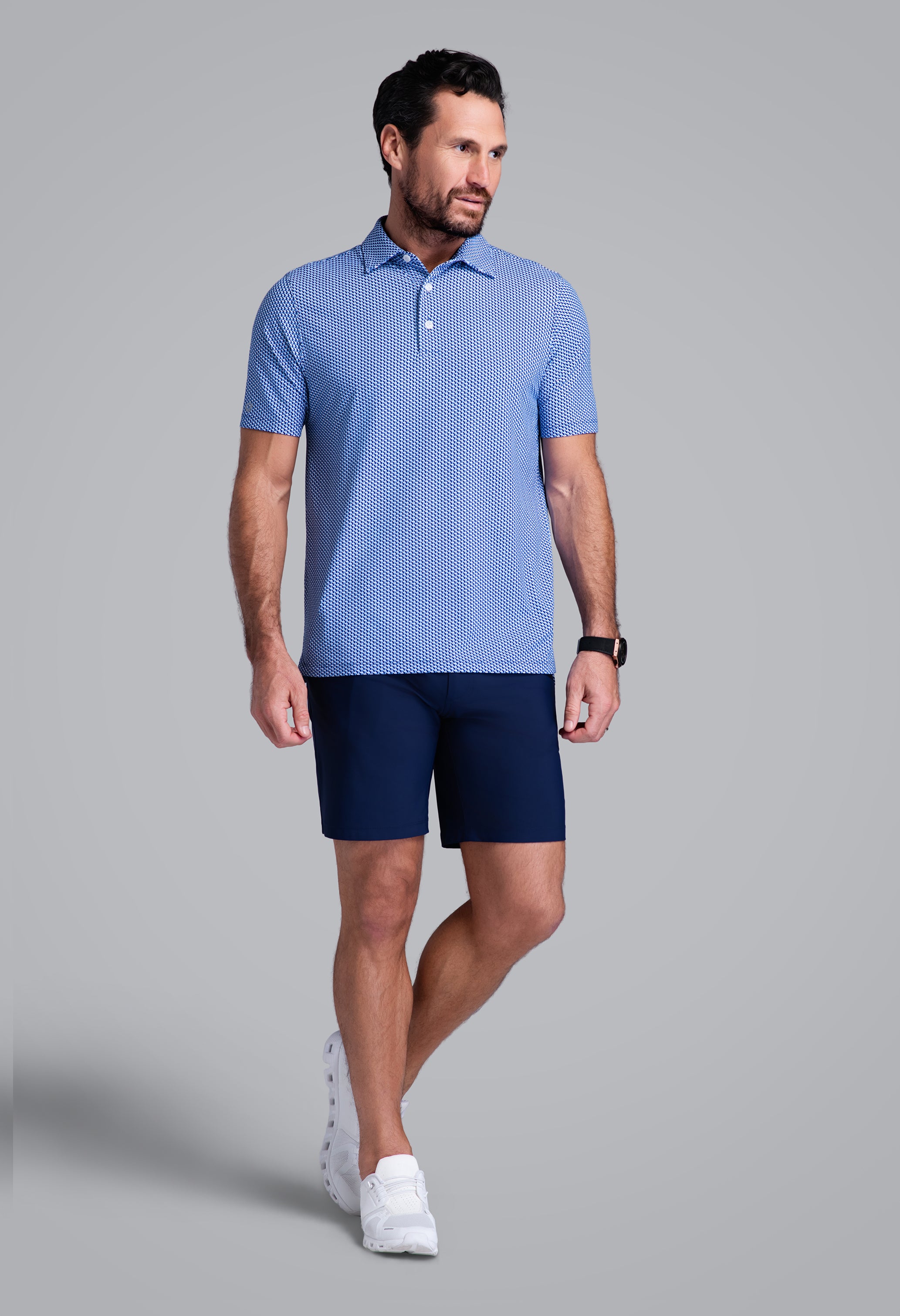 IBKÜL - Cube Art Short Sleeve Polo - Color: Ink/Peri