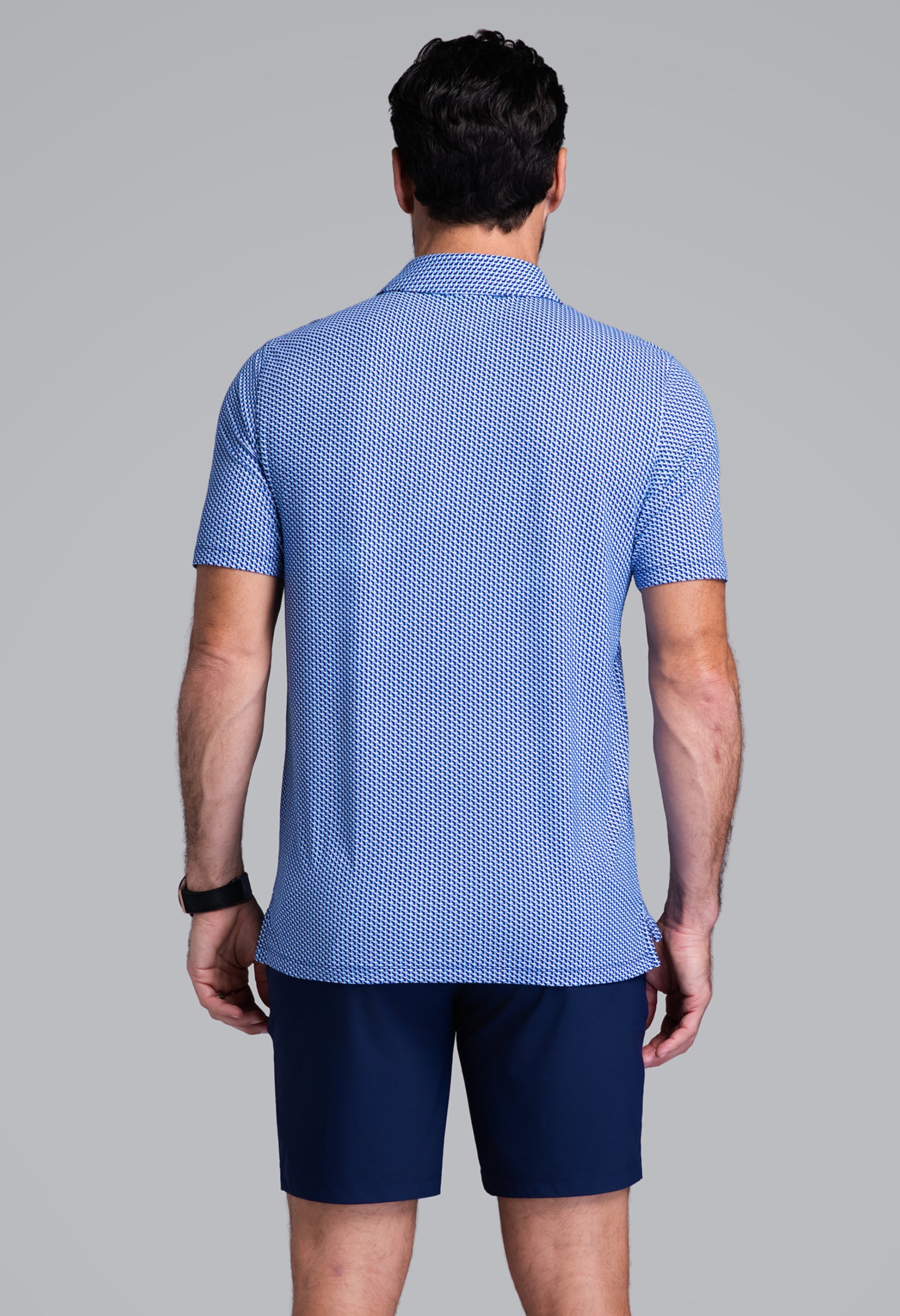 IBKÜL - Cube Art Short Sleeve Polo - Color: Ink/Peri