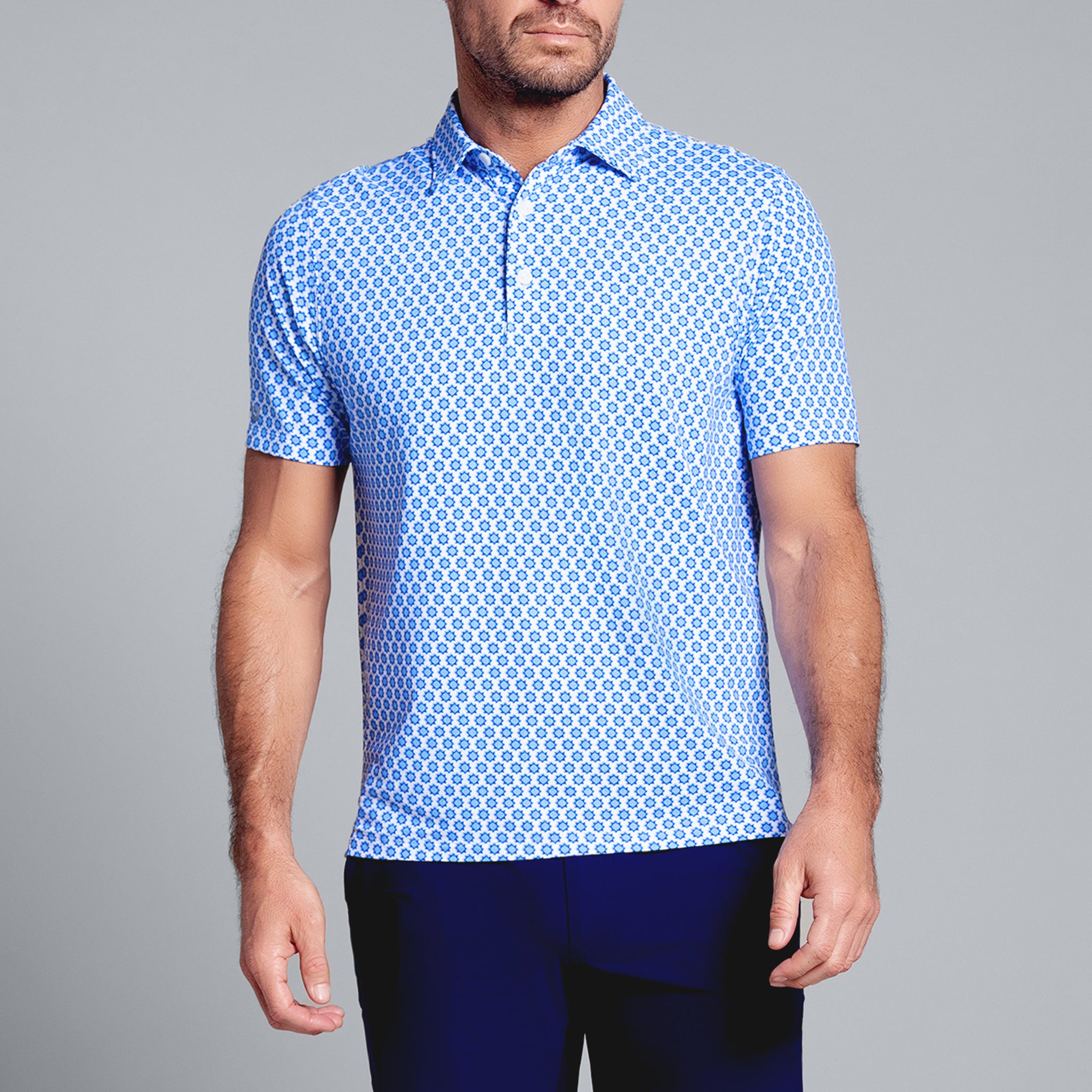 Starburst Print Short Sleeve Polo (Modern Fit)