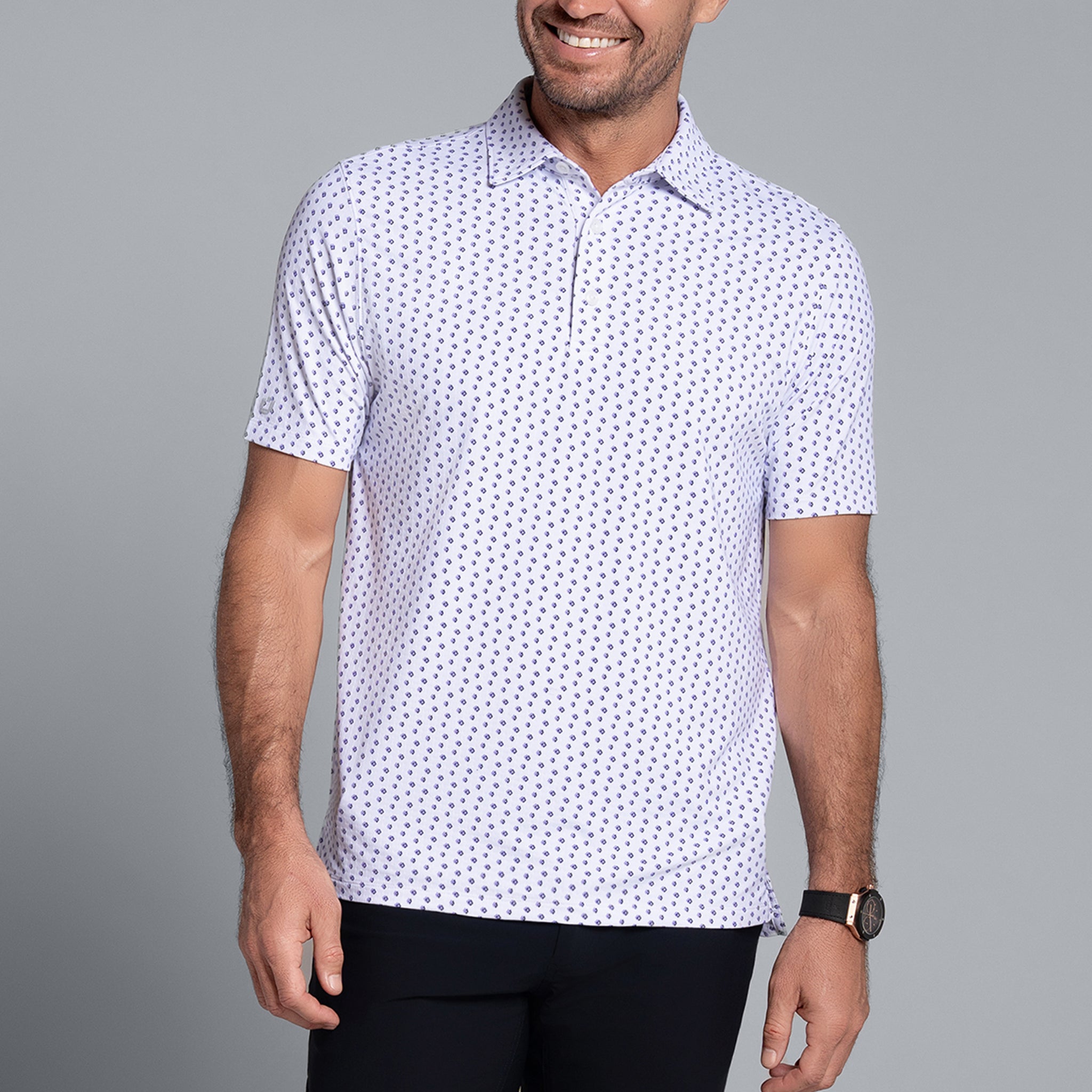 Scattered Shadow Print Short Sleeve Polo (Modern Fit)