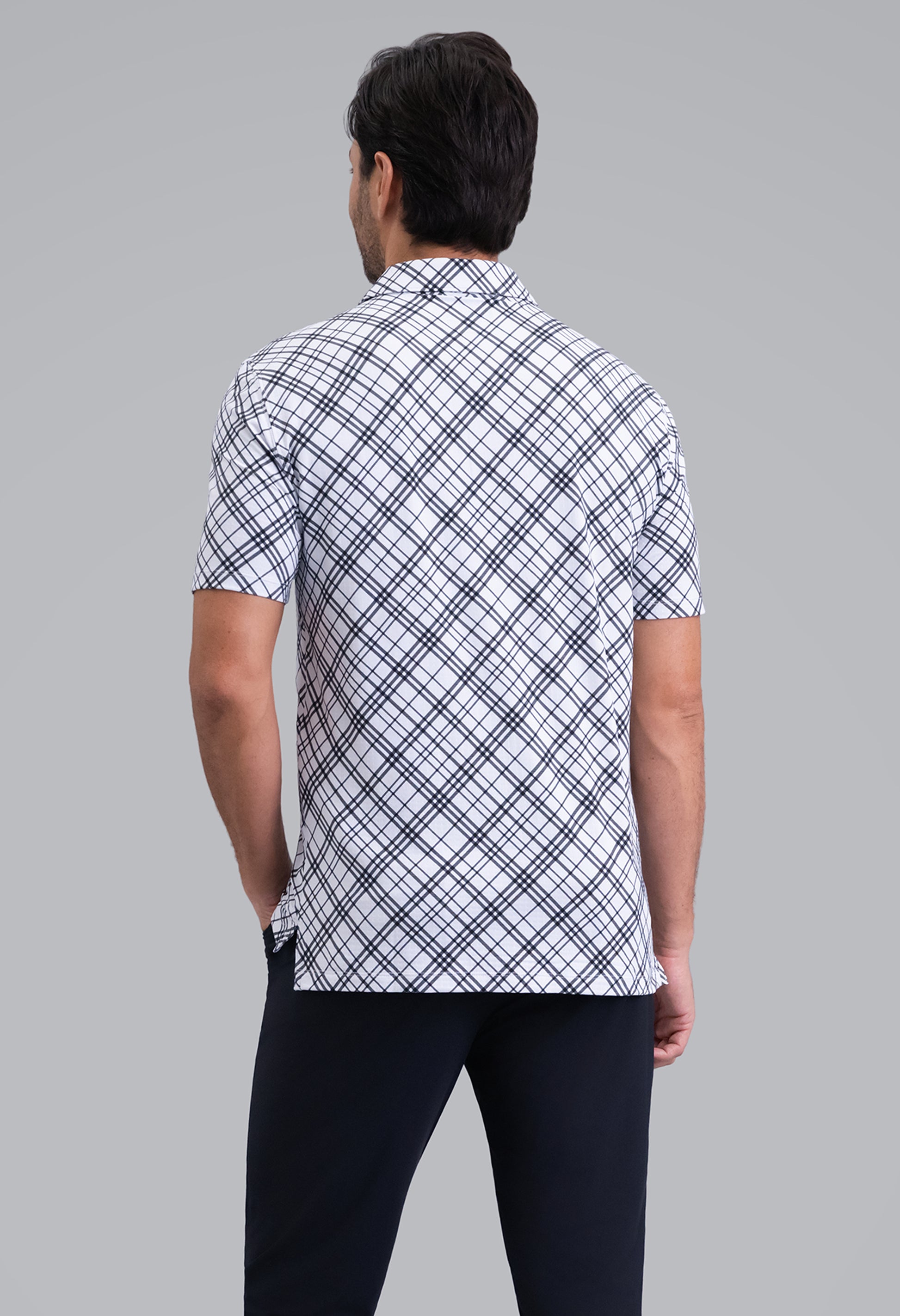 IBKÜL - Tony Print Short Sleeve Polo (Modern Fit) - Color: Black/White