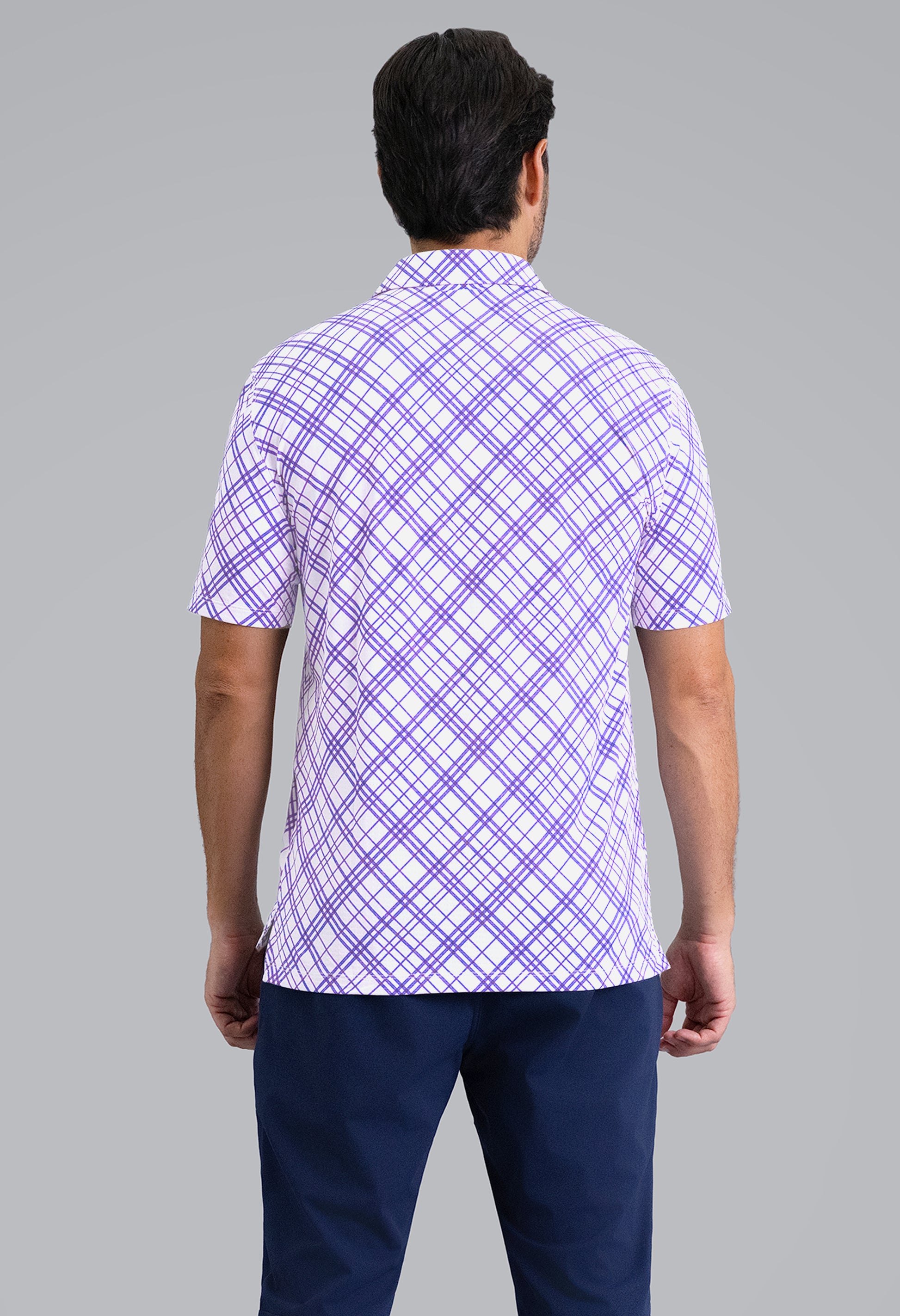 IBKÜL - Tony Print Short Sleeve Polo (Modern Fit) - Color: Lavender/White