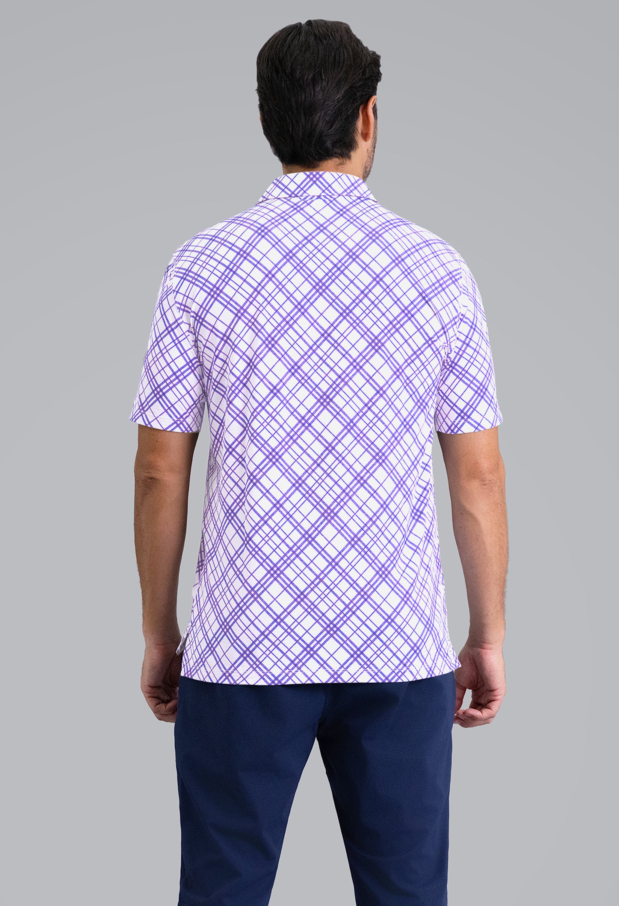 IBKÜL - Tony Print Short Sleeve Polo (Modern Fit) - Color: Lavender/White