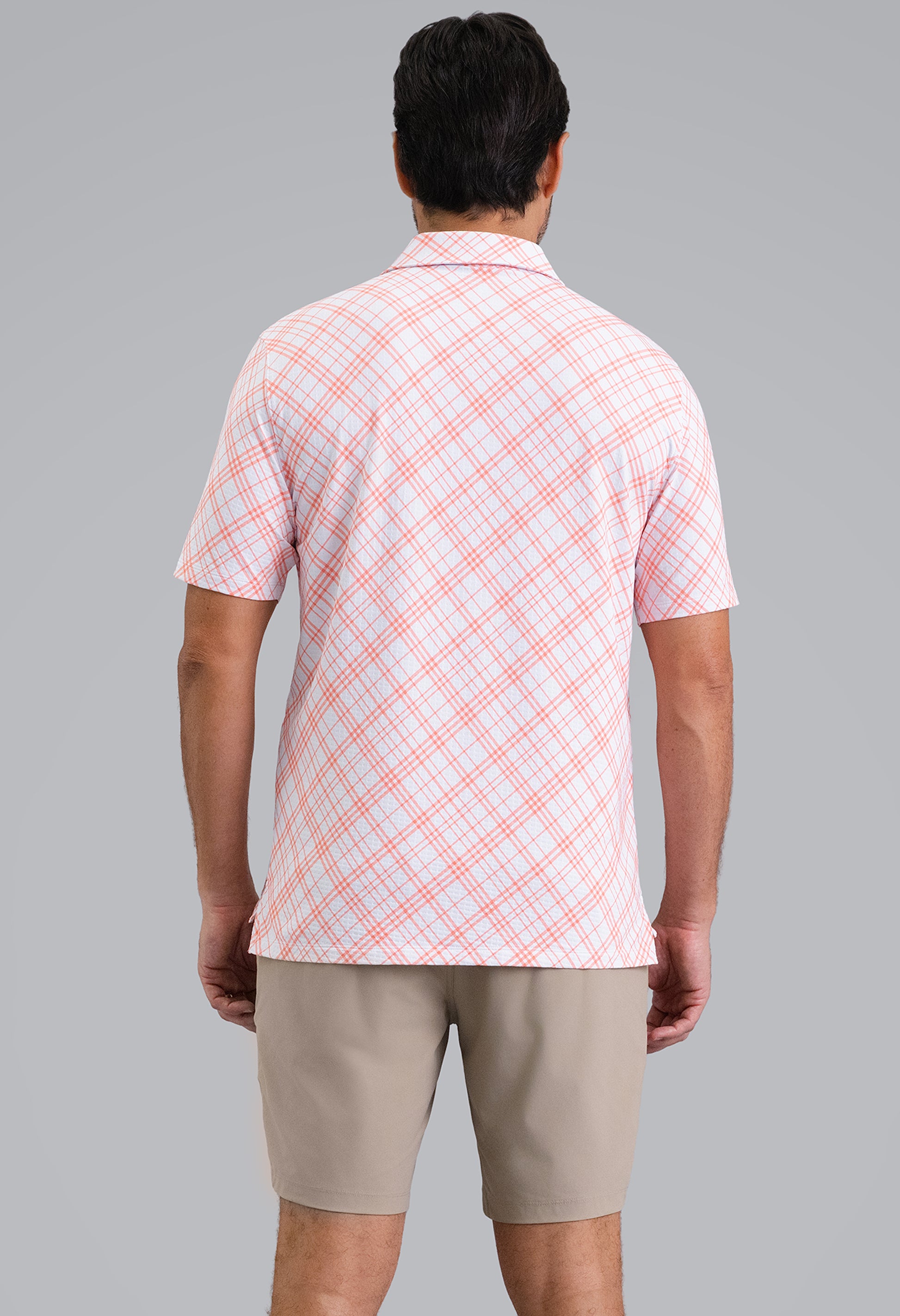IBKÜL - Tony Print Short Sleeve Polo (Modern Fit) - Color: Peach/White