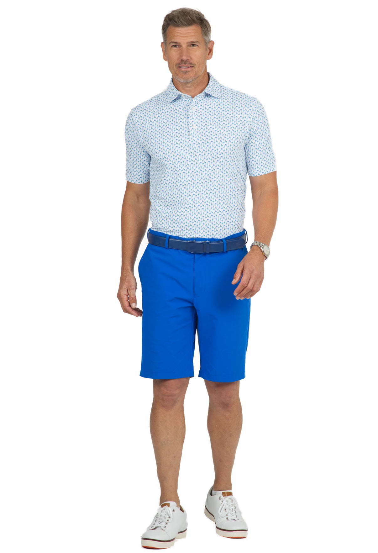 IBKÜL - Flamingo's Print Short Sleeve Polo - 94146 (Modern Fit) - Color: Jade/Green/Peri