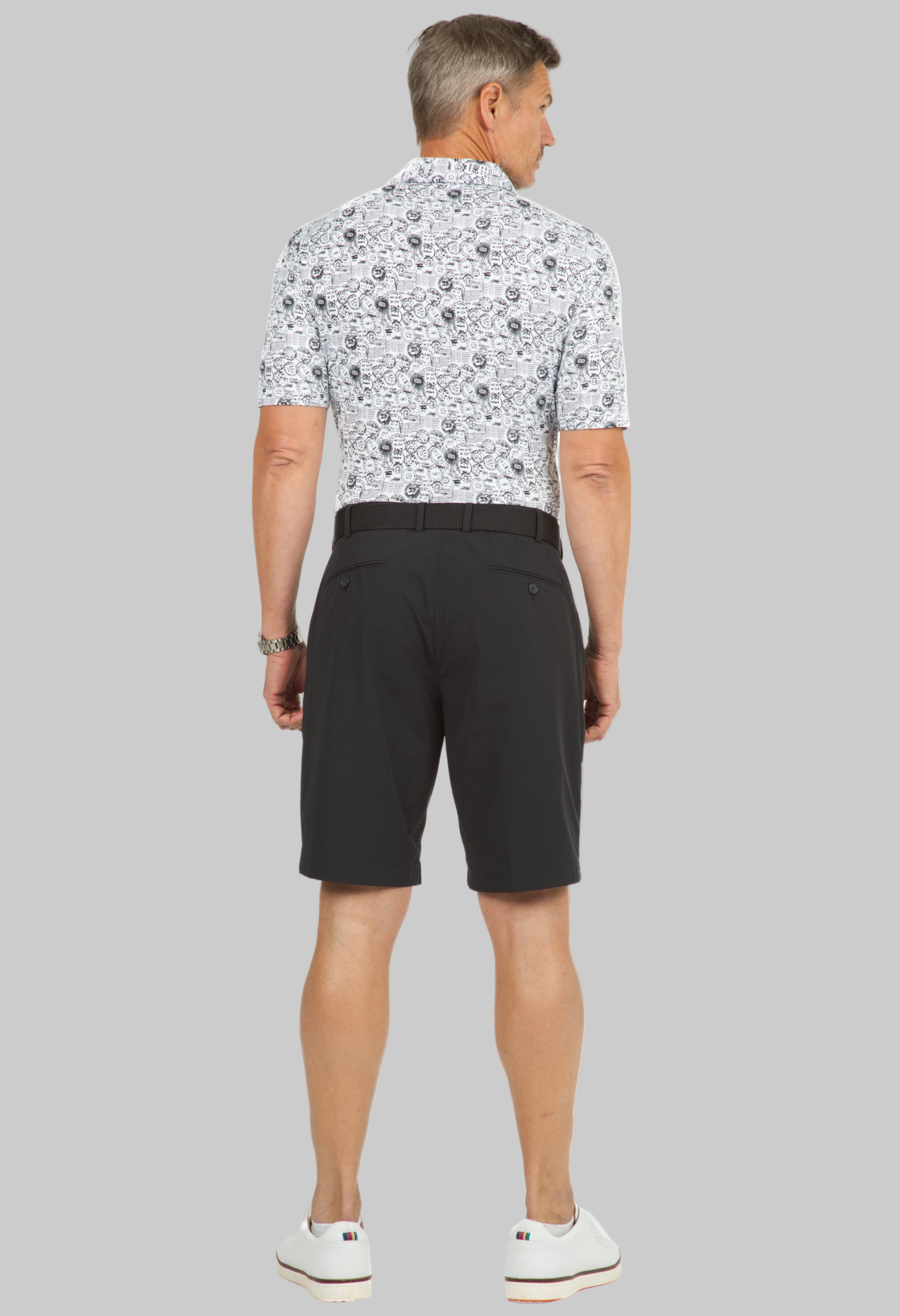 Antique Stamp Print Short Sleeve Polo - 94147 (Modern Fit)