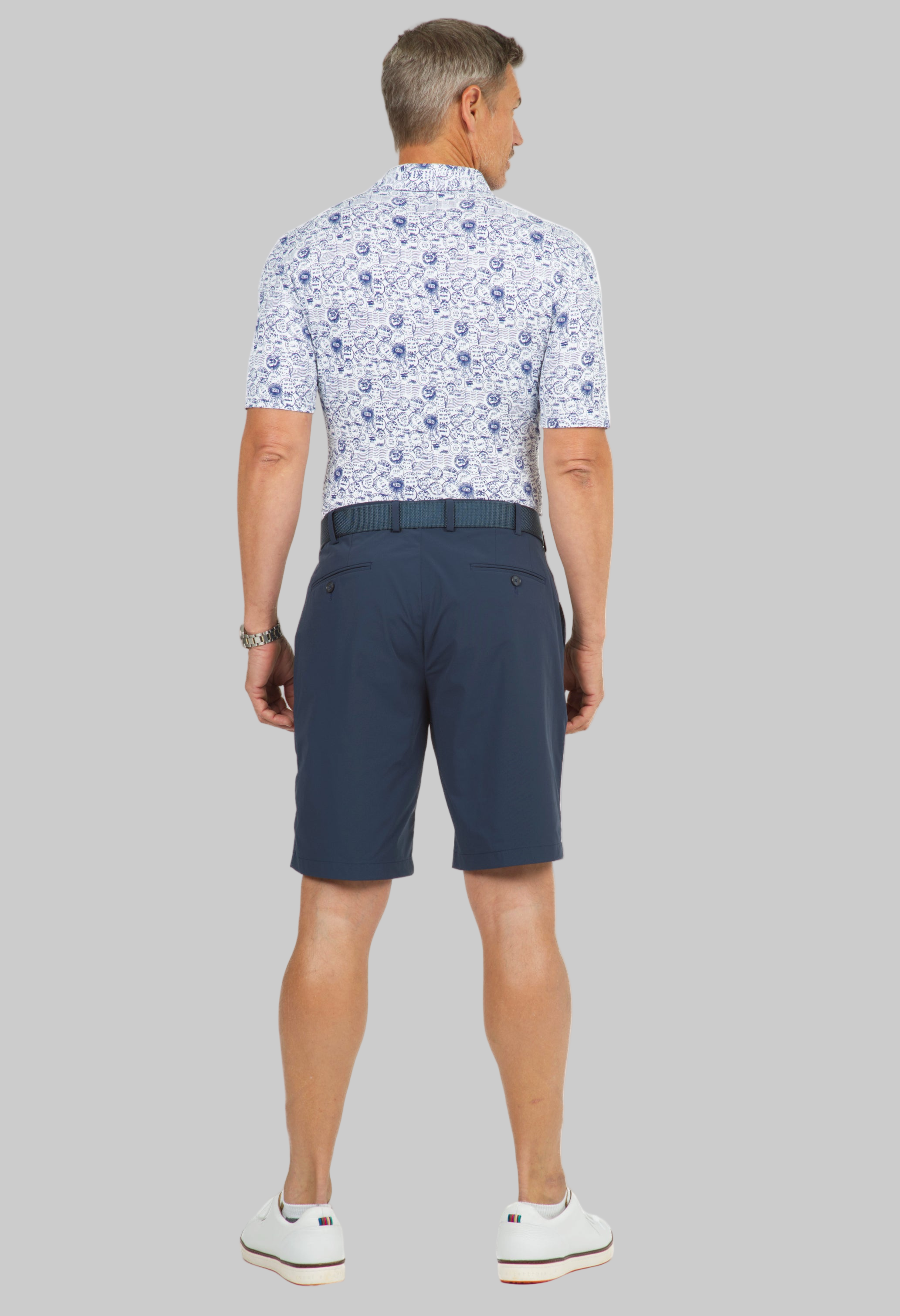 Antique Stamp Print Short Sleeve Polo - 94147 (Modern Fit)