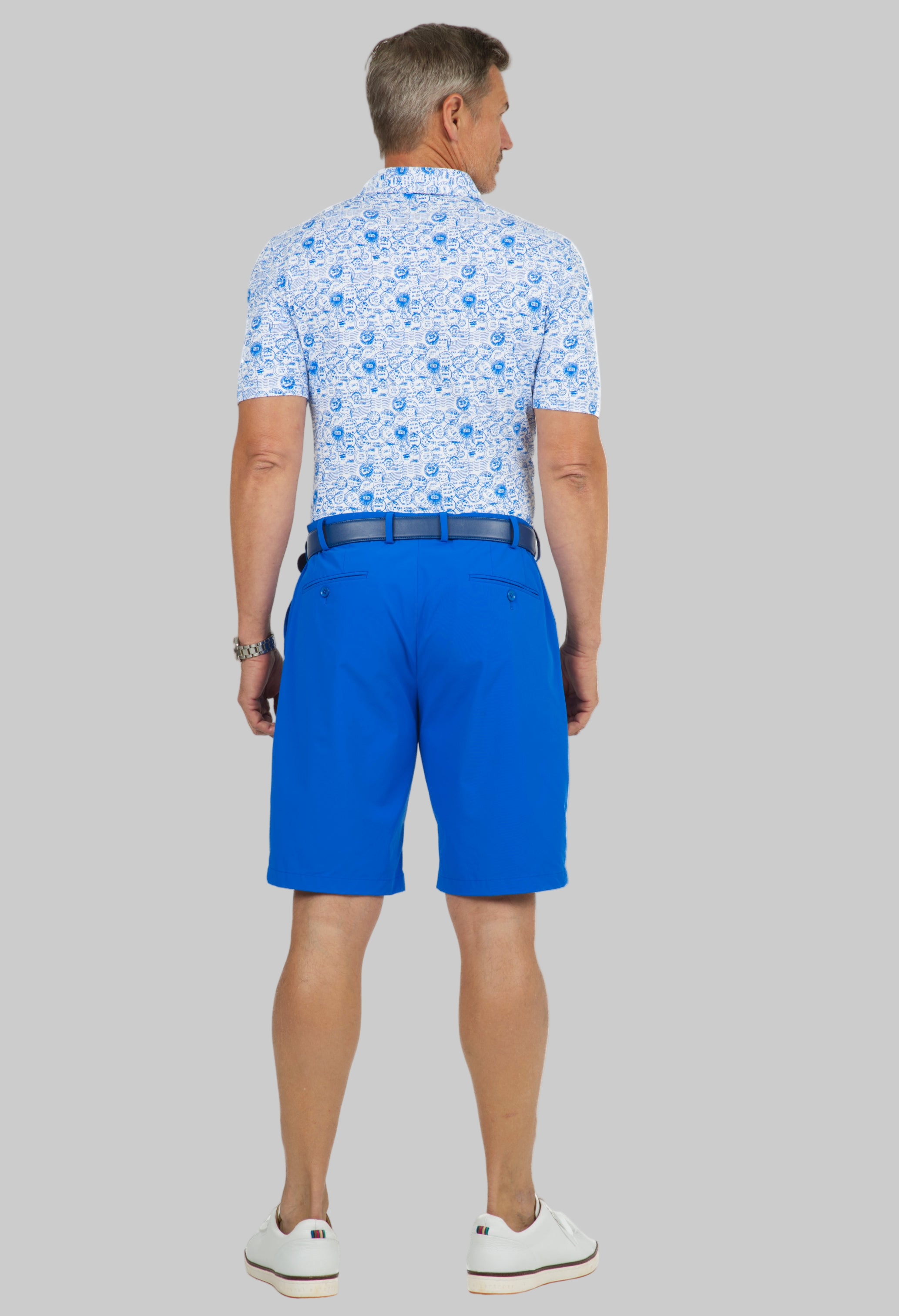 Antique Stamp Print Short Sleeve Polo - 94147 (Modern Fit)