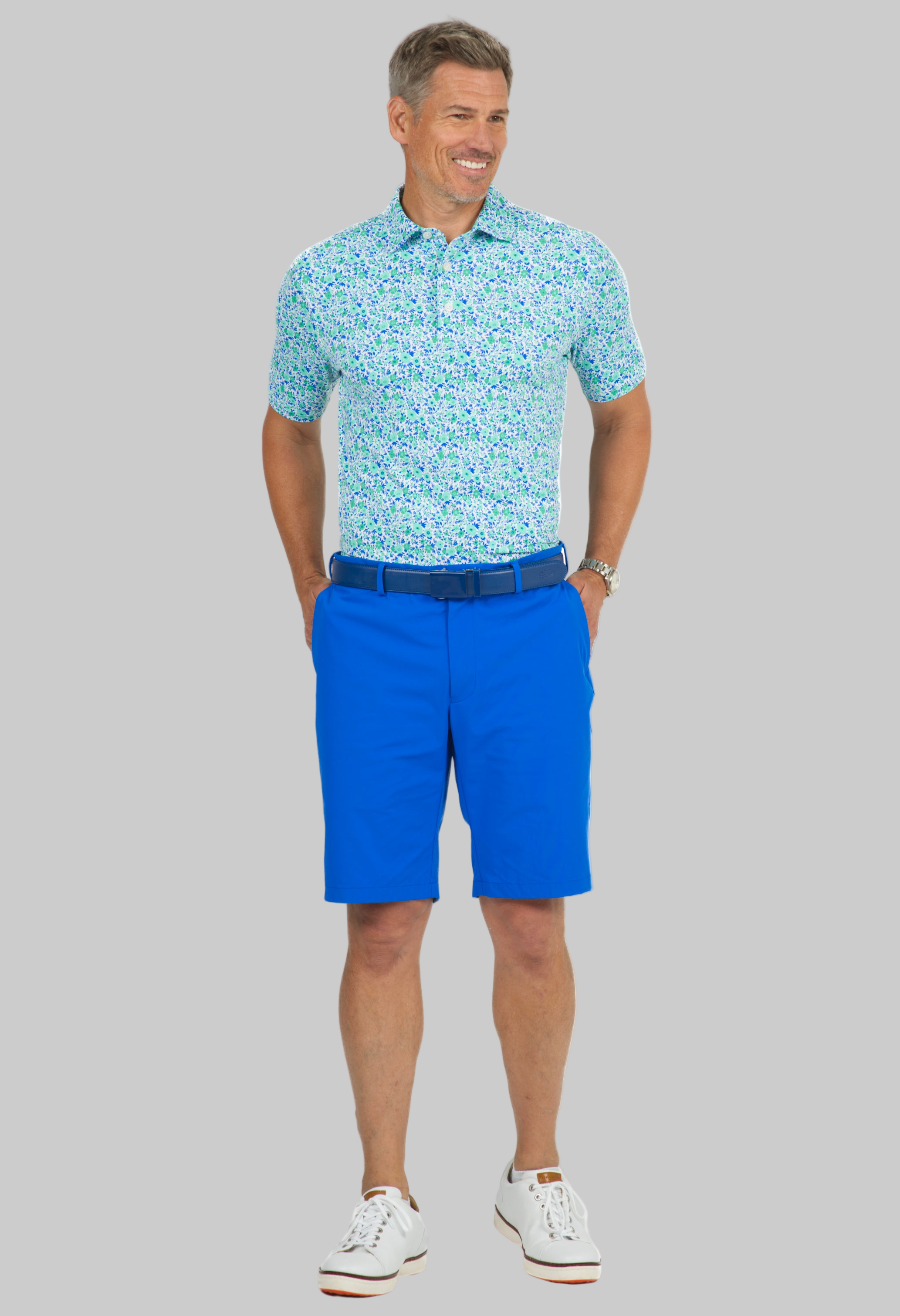 Flower Power Print Short Sleeve Polo - 94148 (Modern Fit)