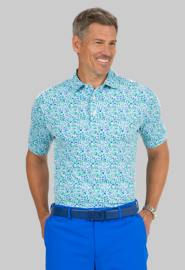 Flower Power Print Short Sleeve Polo - 94148 (Modern Fit)