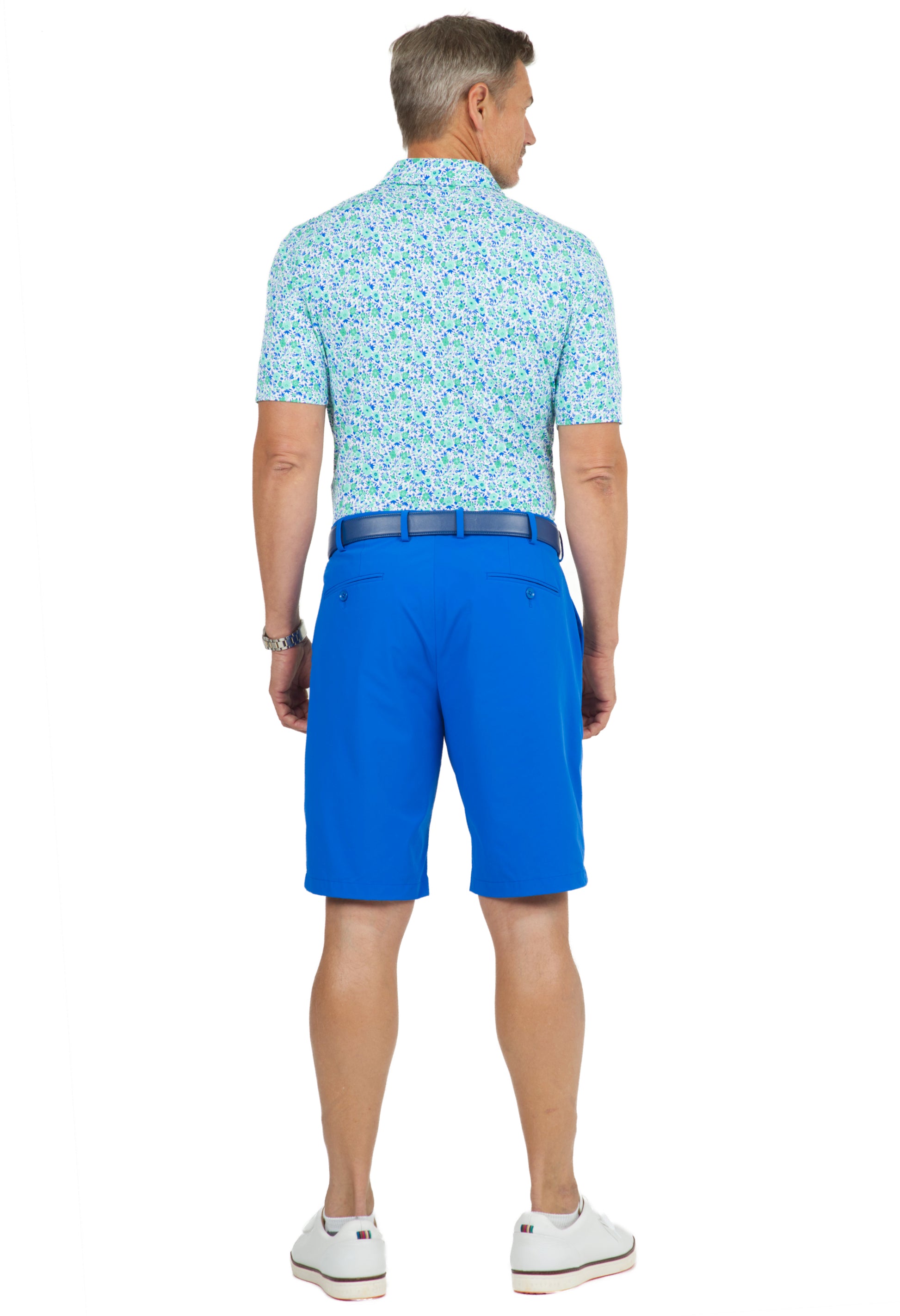 IBKÜL - Flower Power Print Short Sleeve Polo - 94148 (Modern Fit) - Color: Jade/Royal/Green