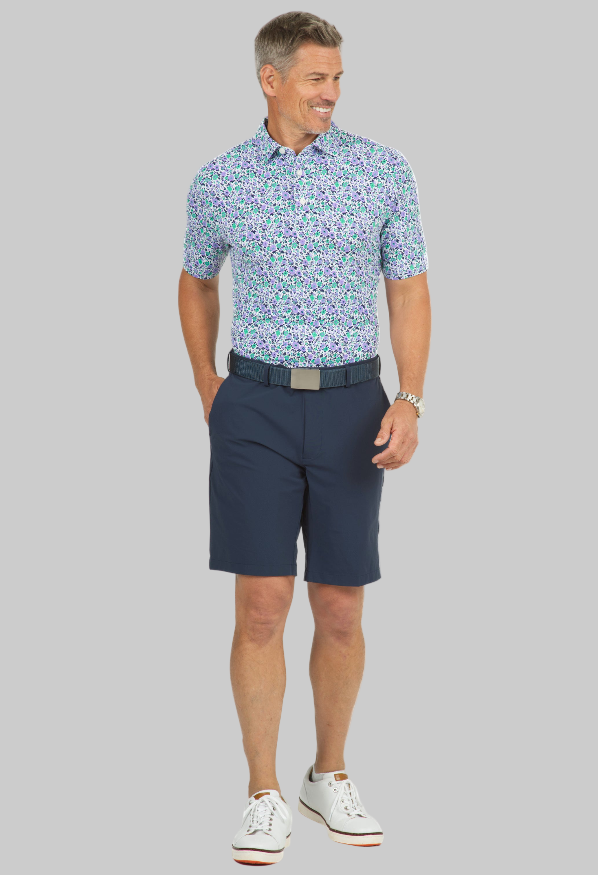 Flower Power Print Short Sleeve Polo - 94148 (Modern Fit)