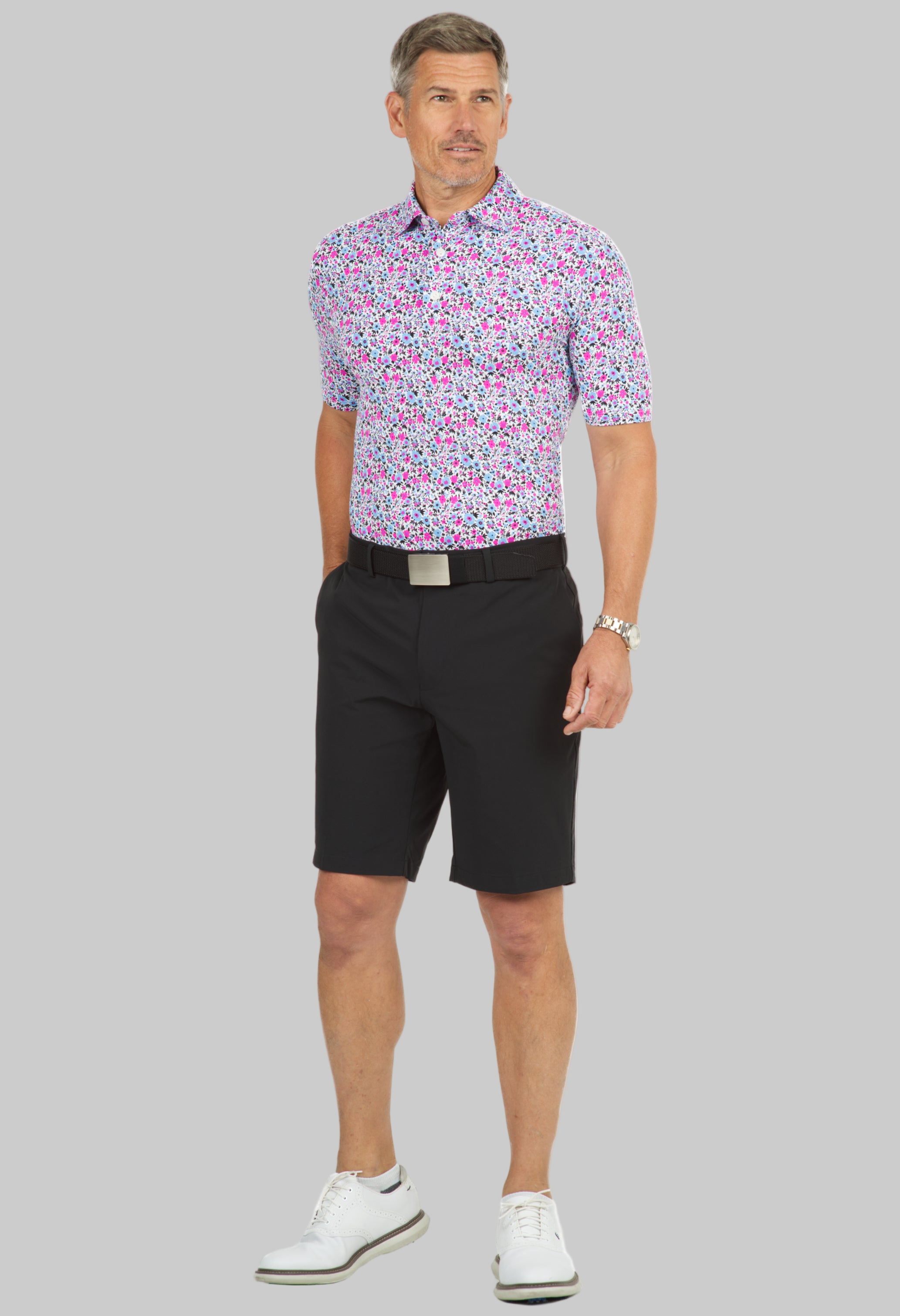 Flower Power Print Short Sleeve Polo - 94148 (Modern Fit)