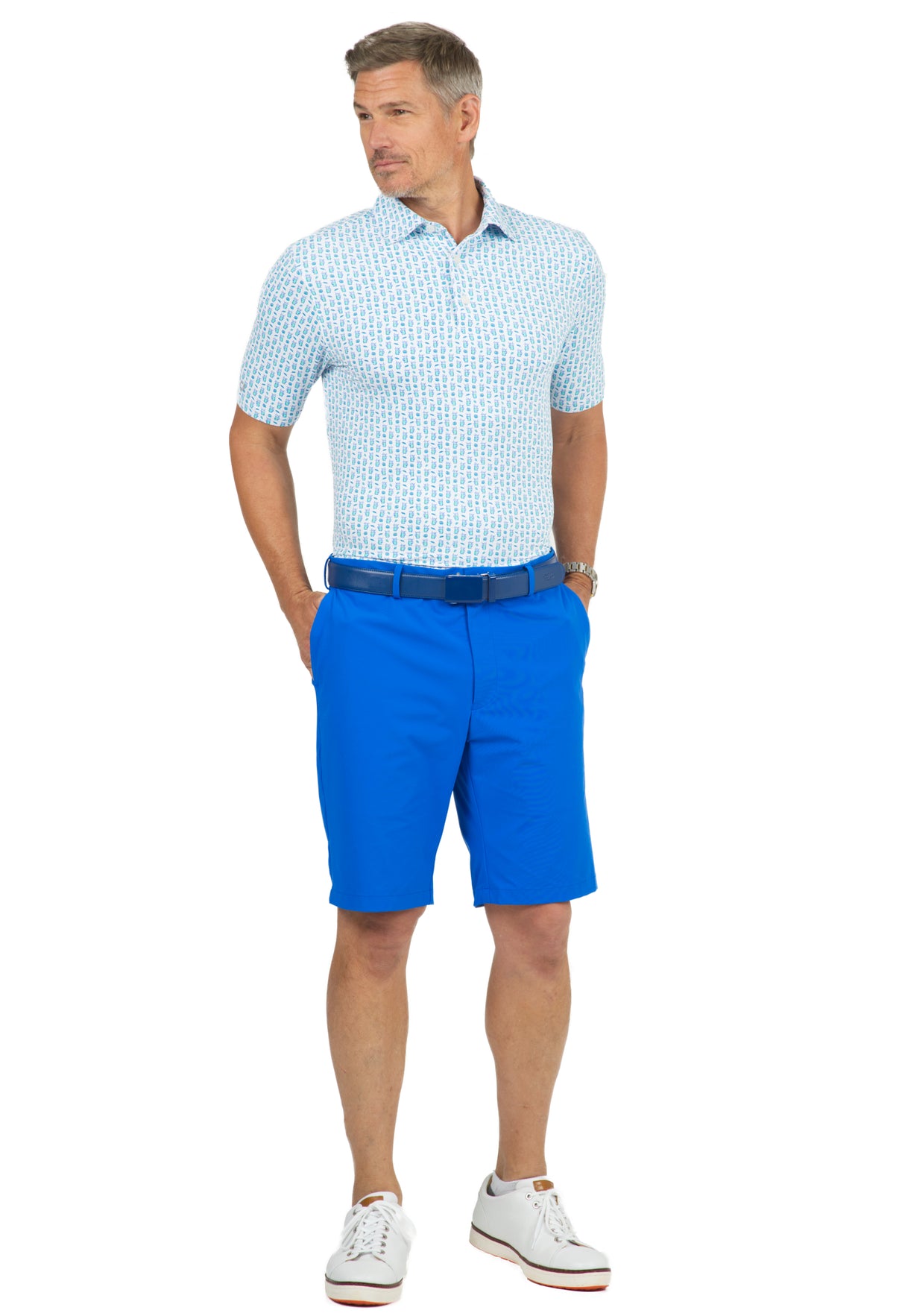 IBKÜL - Beer & Pretzels Print Short Sleeve Polo - 94149 (Modern Fit) - Color: Jade/Royal