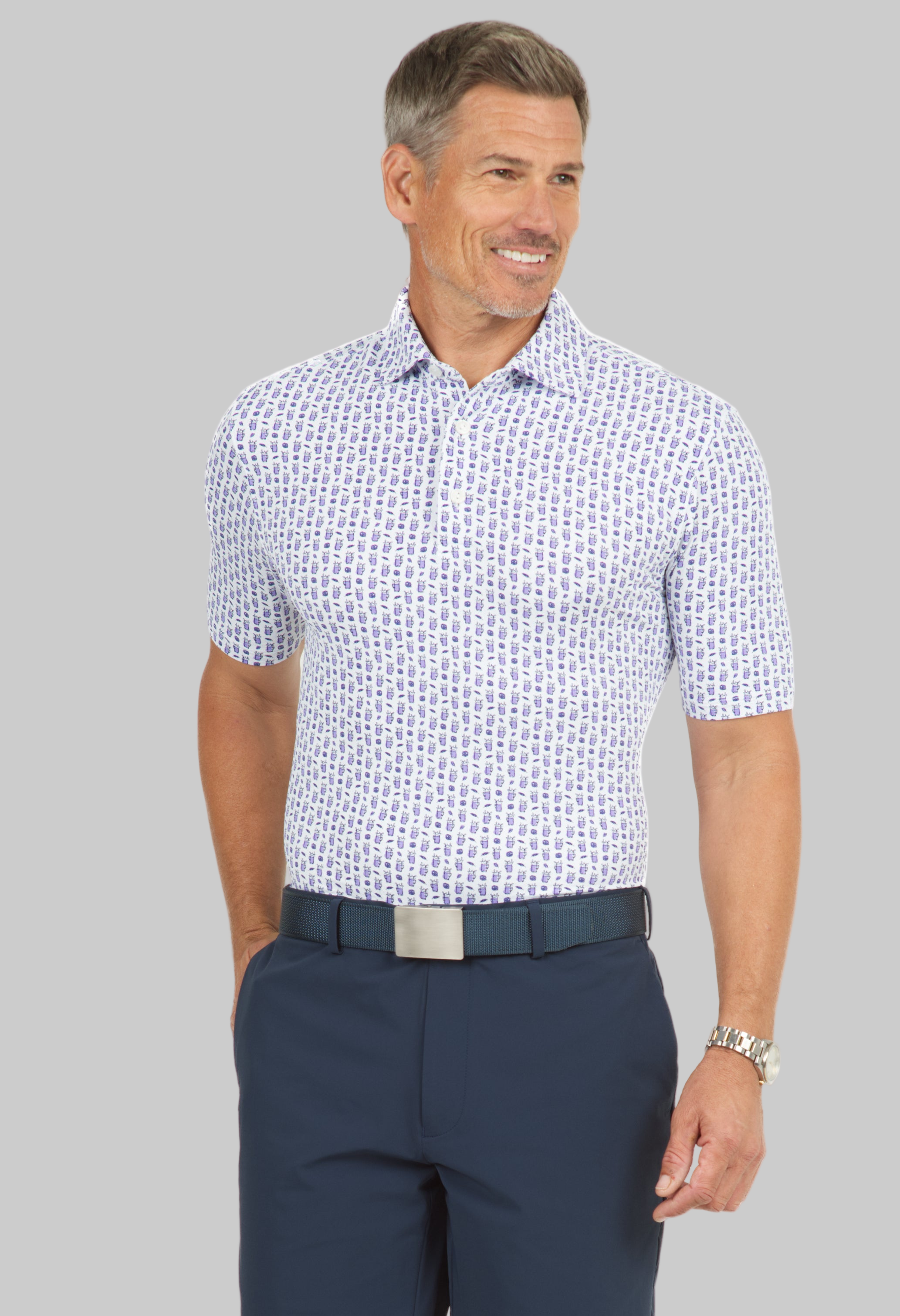 Beer & Pretzels Print Short Sleeve Polo - 94149 (Modern Fit)
