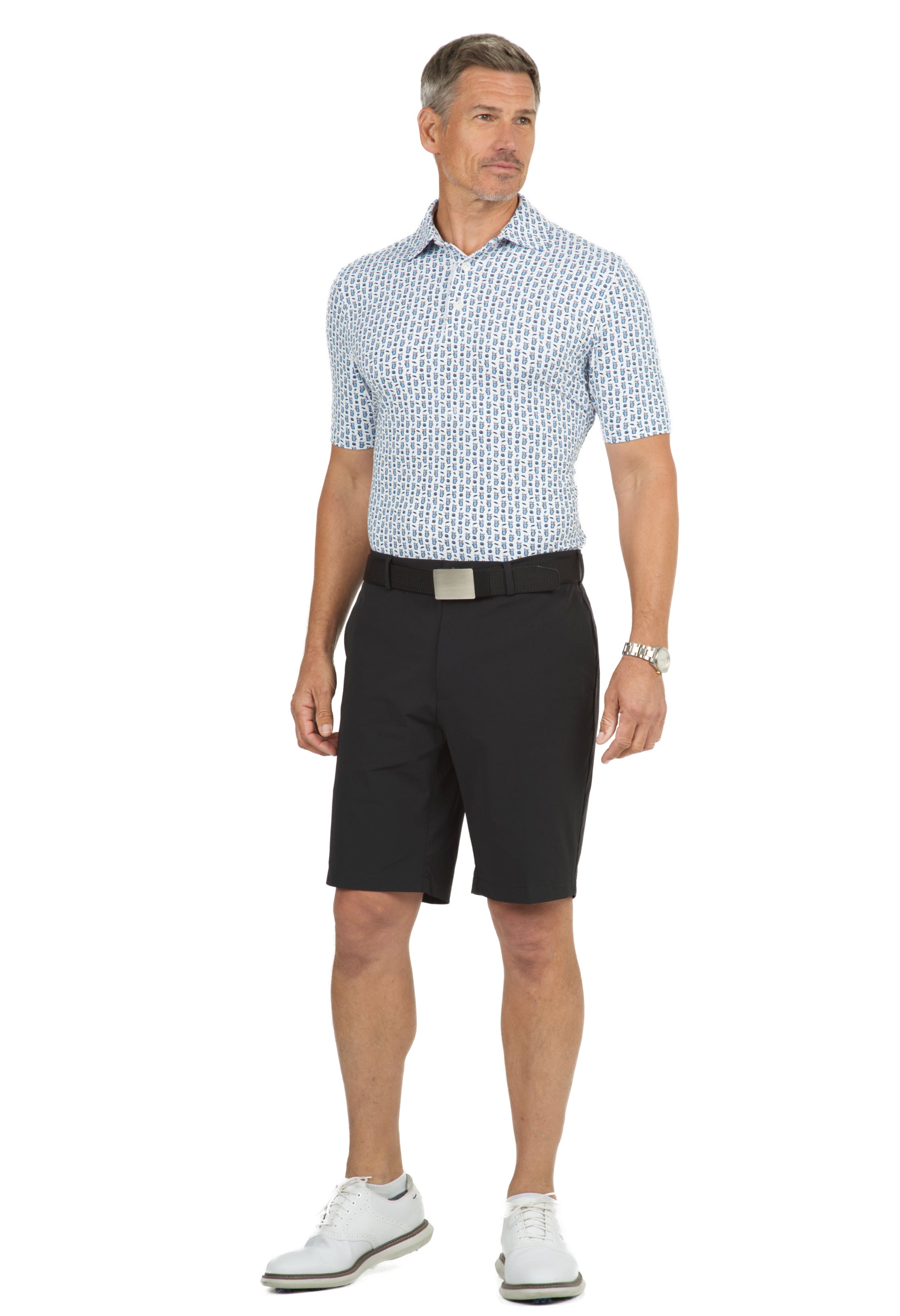 IBKÜL - Beer & Pretzels Print Short Sleeve Polo - 94149 (Modern Fit) - Color: Peri/Black