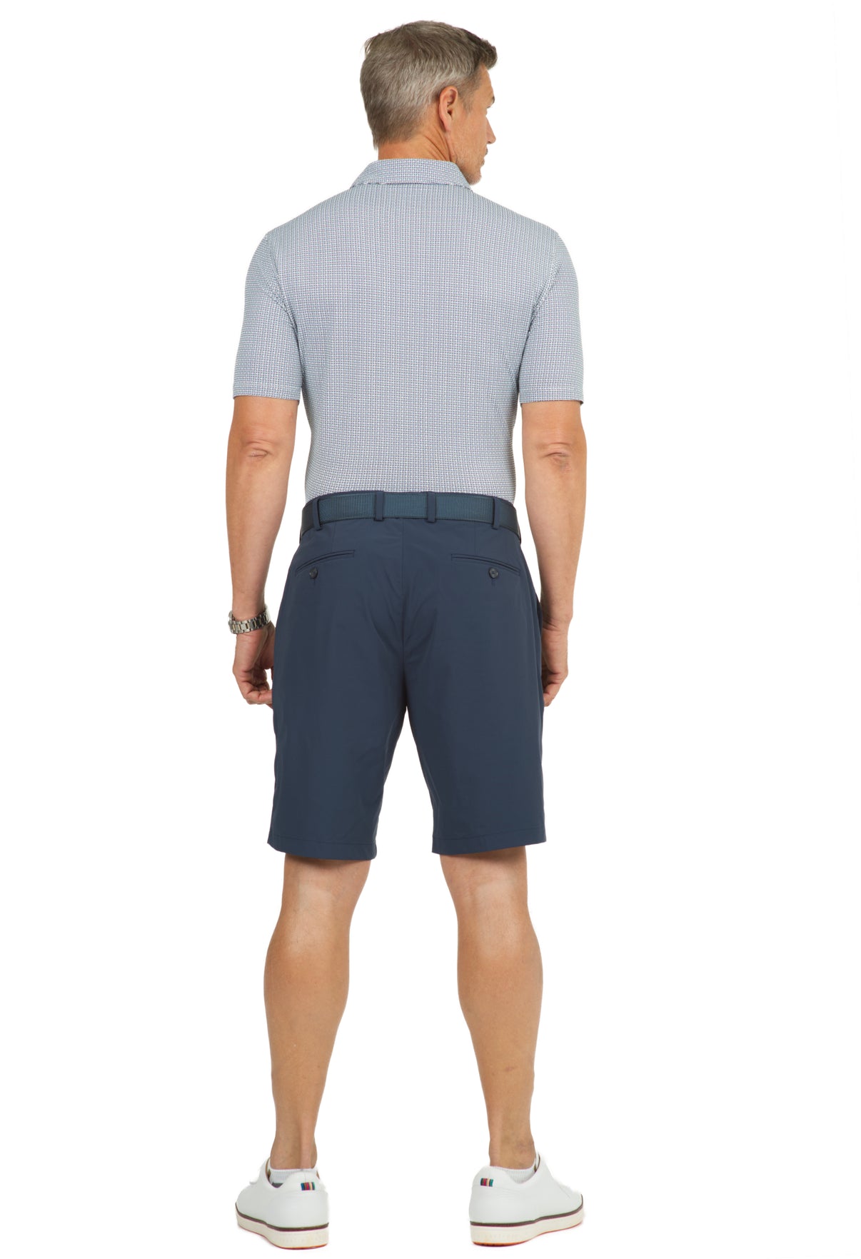 IBKÜL - Circle Grid Print Short Sleeve Polo – 94150 (Modern Fit) - Color: Black/White/Peri