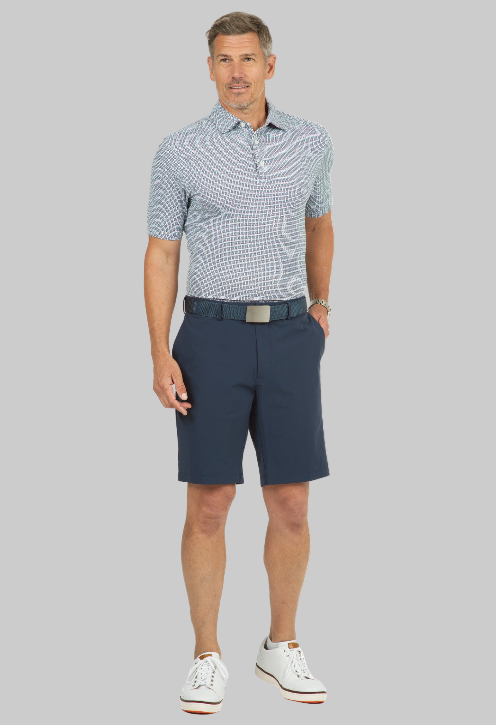 Circle Grid Print Short Sleeve Polo – 94150 (Modern Fit)