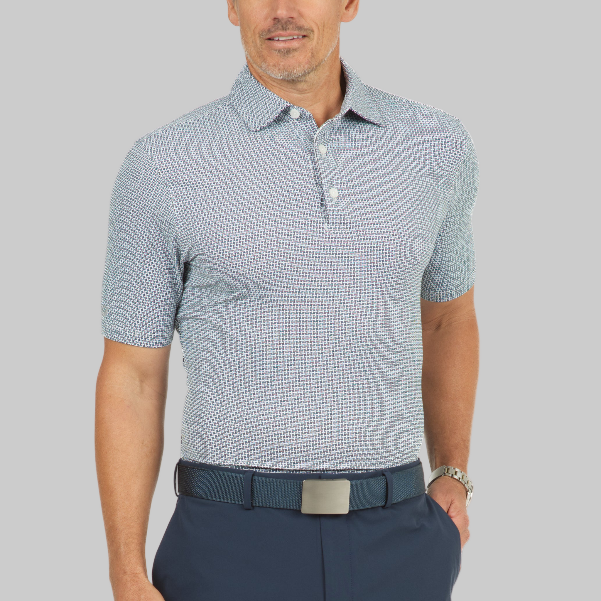 Circle Grid Print Short Sleeve Polo – 94150 (Modern Fit)