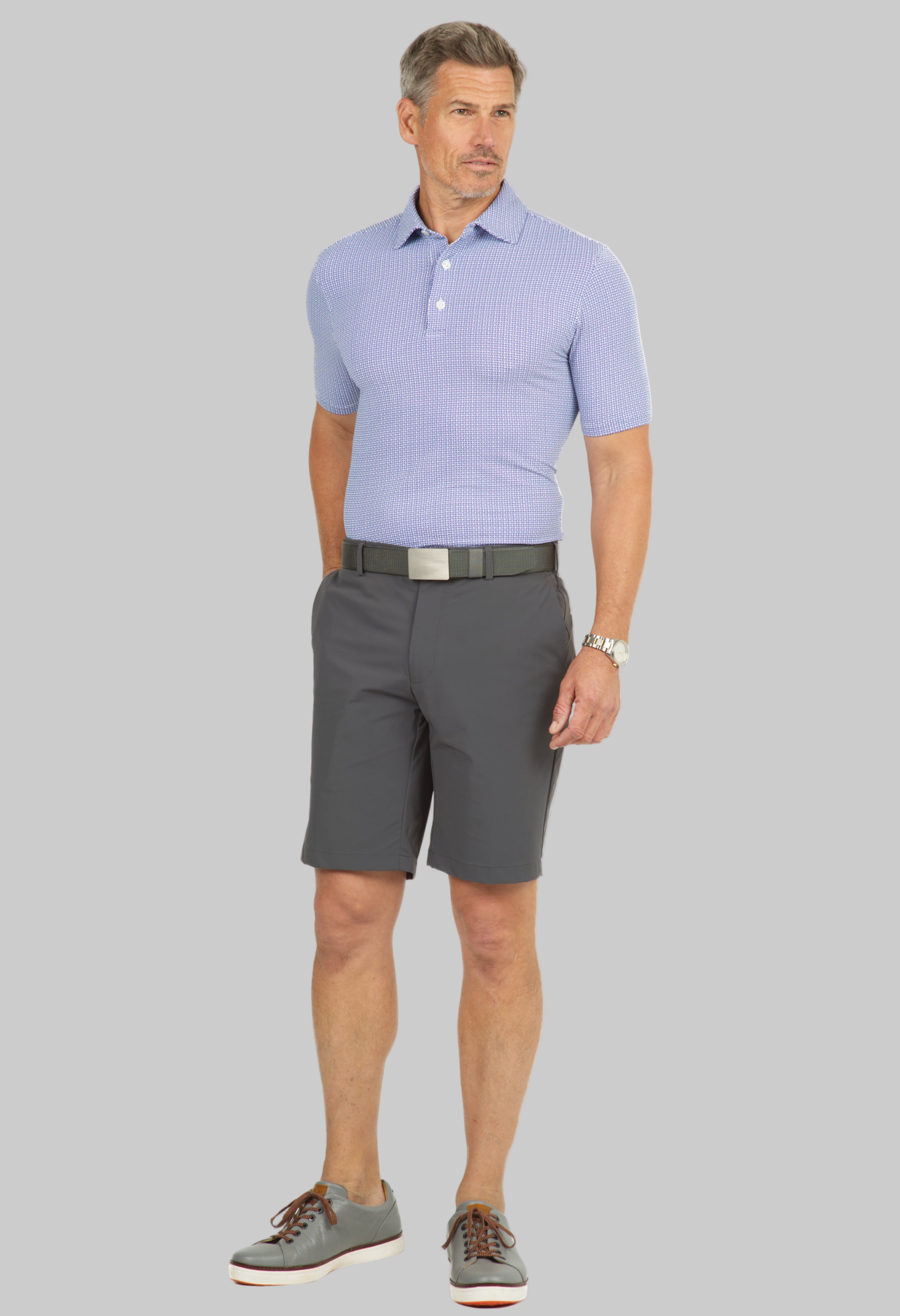 Circle Grid Print Short Sleeve Polo – 94150 (Modern Fit)