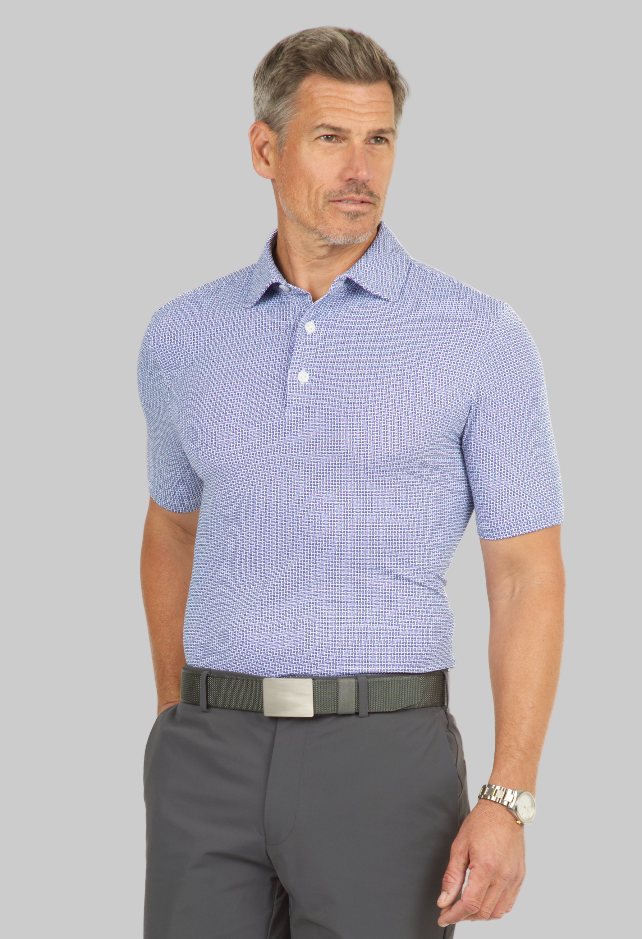 Circle Grid Print Short Sleeve Polo – 94150 (Modern Fit)