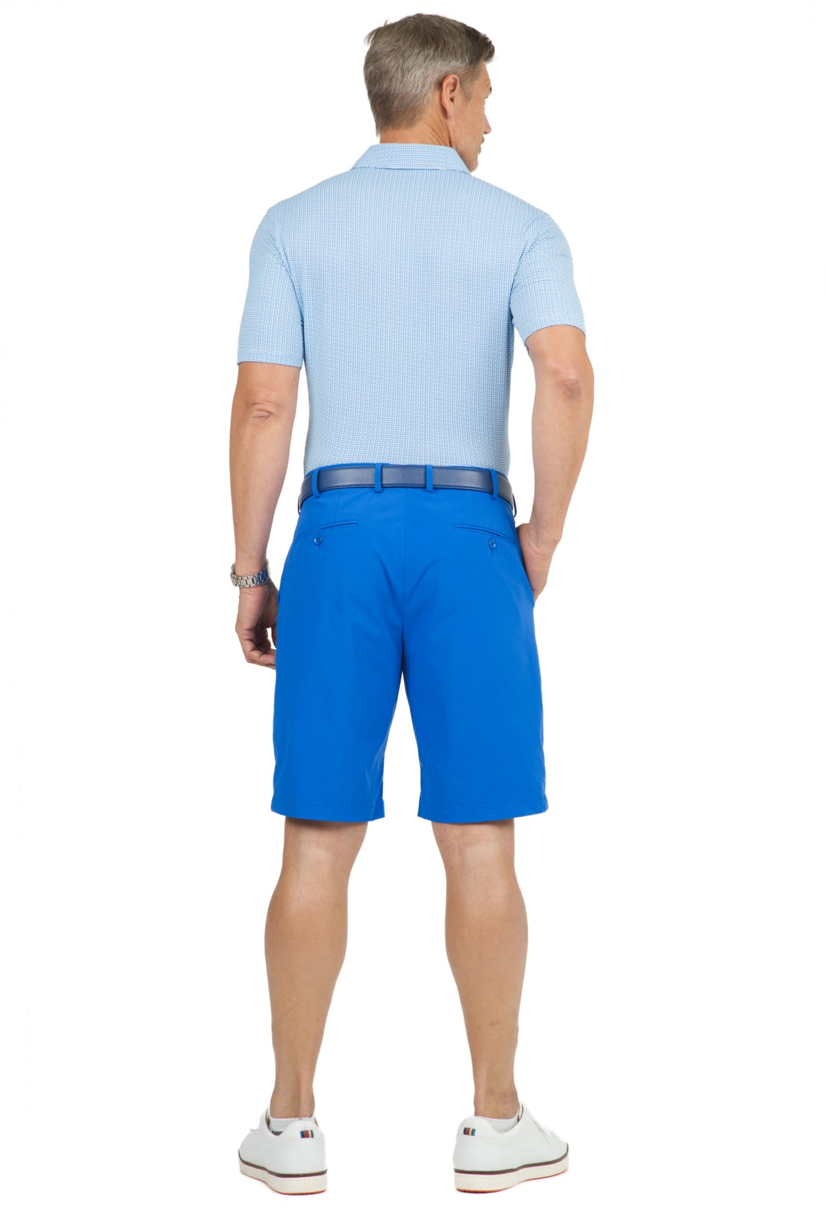 IBKÜL - Circle Grid Print Short Sleeve Polo – 94150 (Modern Fit) - Color: Royal/White/Jade