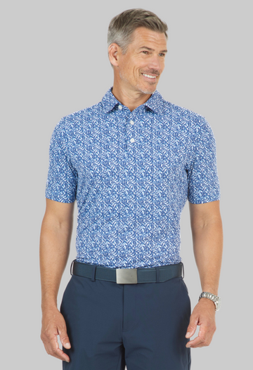 Seaweed Print Short Sleeve Polo – 94151 (Modern Fit)