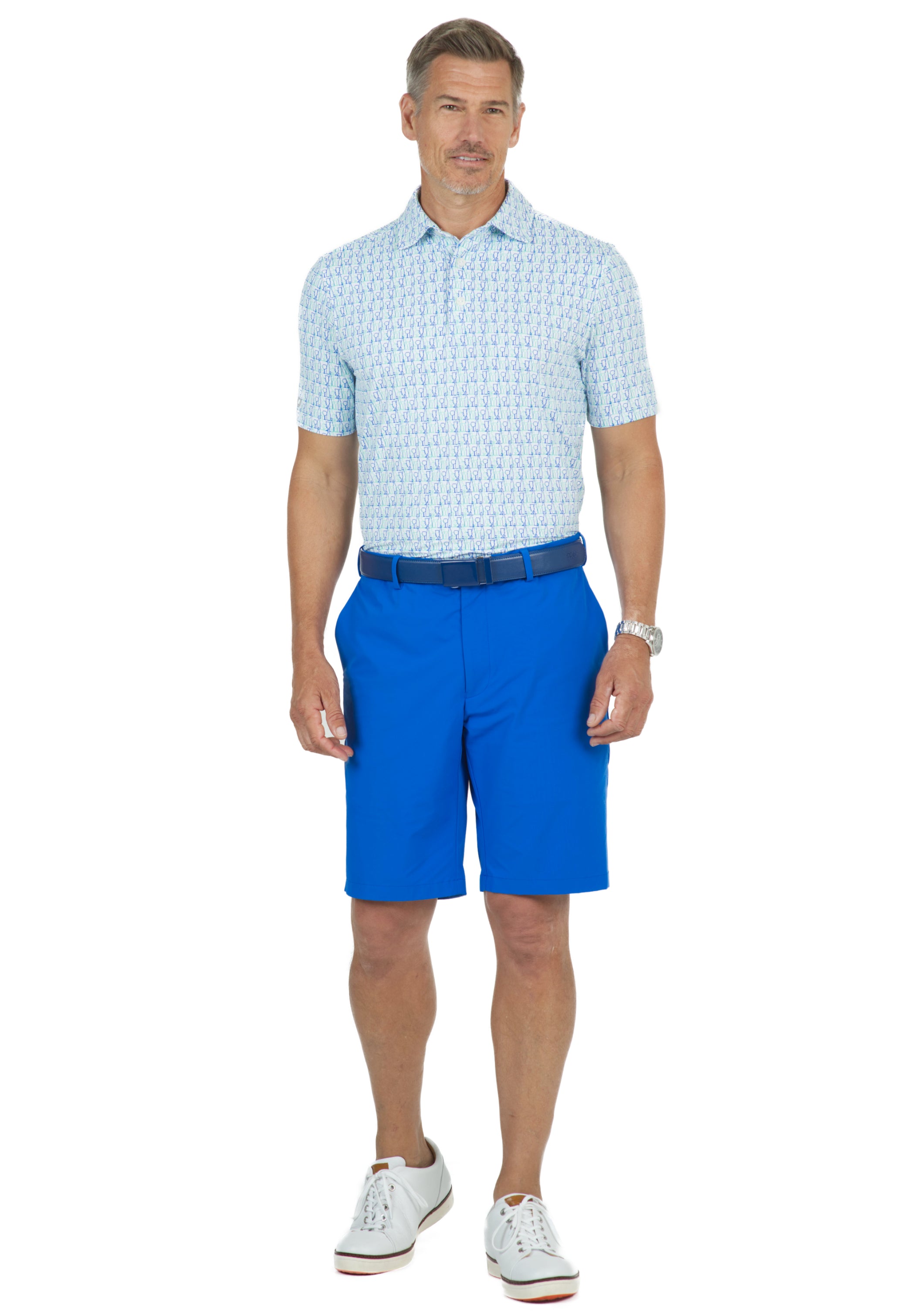 IBKÜL - Happy Hour Print Short Sleeve Polo – 94152 (Modern Fit) - Color: Mint/Royal