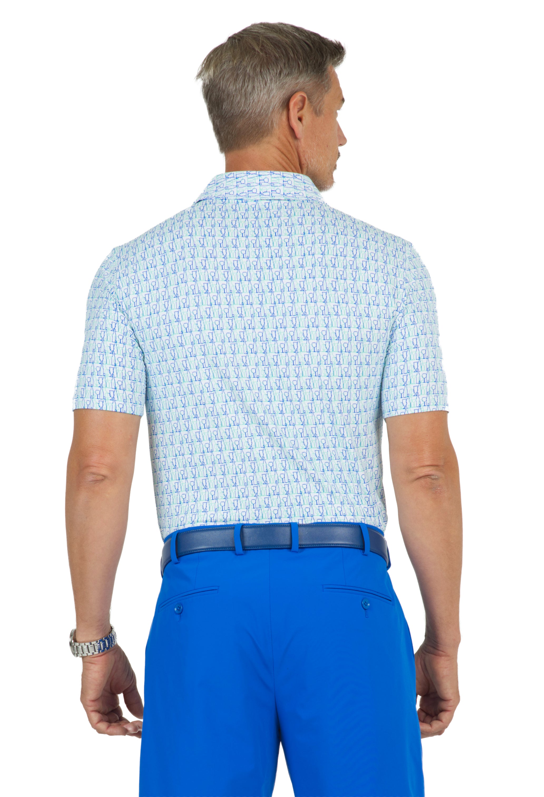 IBKÜL - Happy Hour Print Short Sleeve Polo – 94152 (Modern Fit) - Color: Mint/Royal