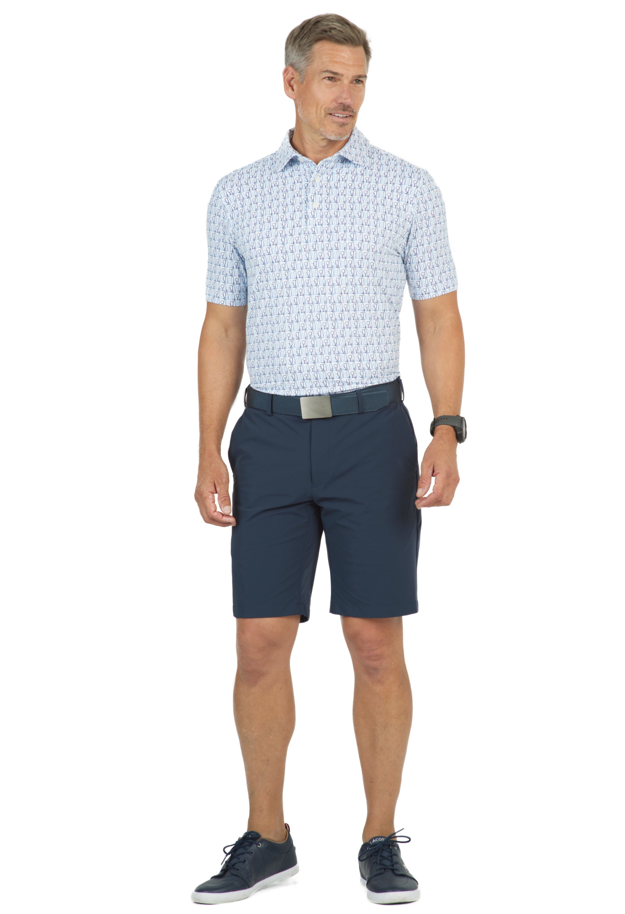 IBKÜL - Happy Hour Print Short Sleeve Polo – 94152 (Modern Fit) - Color: Peri/Navy