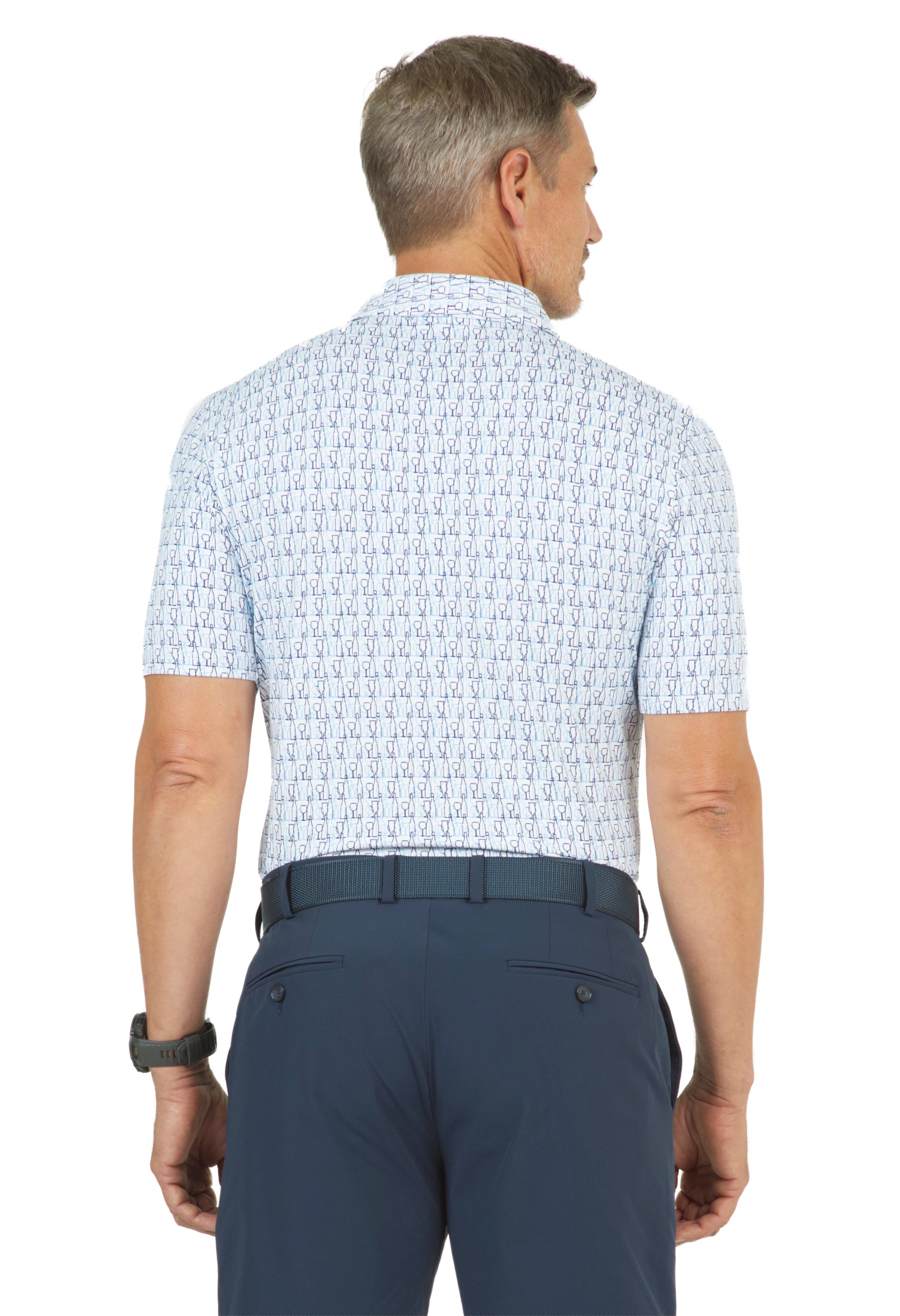 IBKÜL - Happy Hour Print Short Sleeve Polo – 94152 (Modern Fit) - Color: Peri/Navy