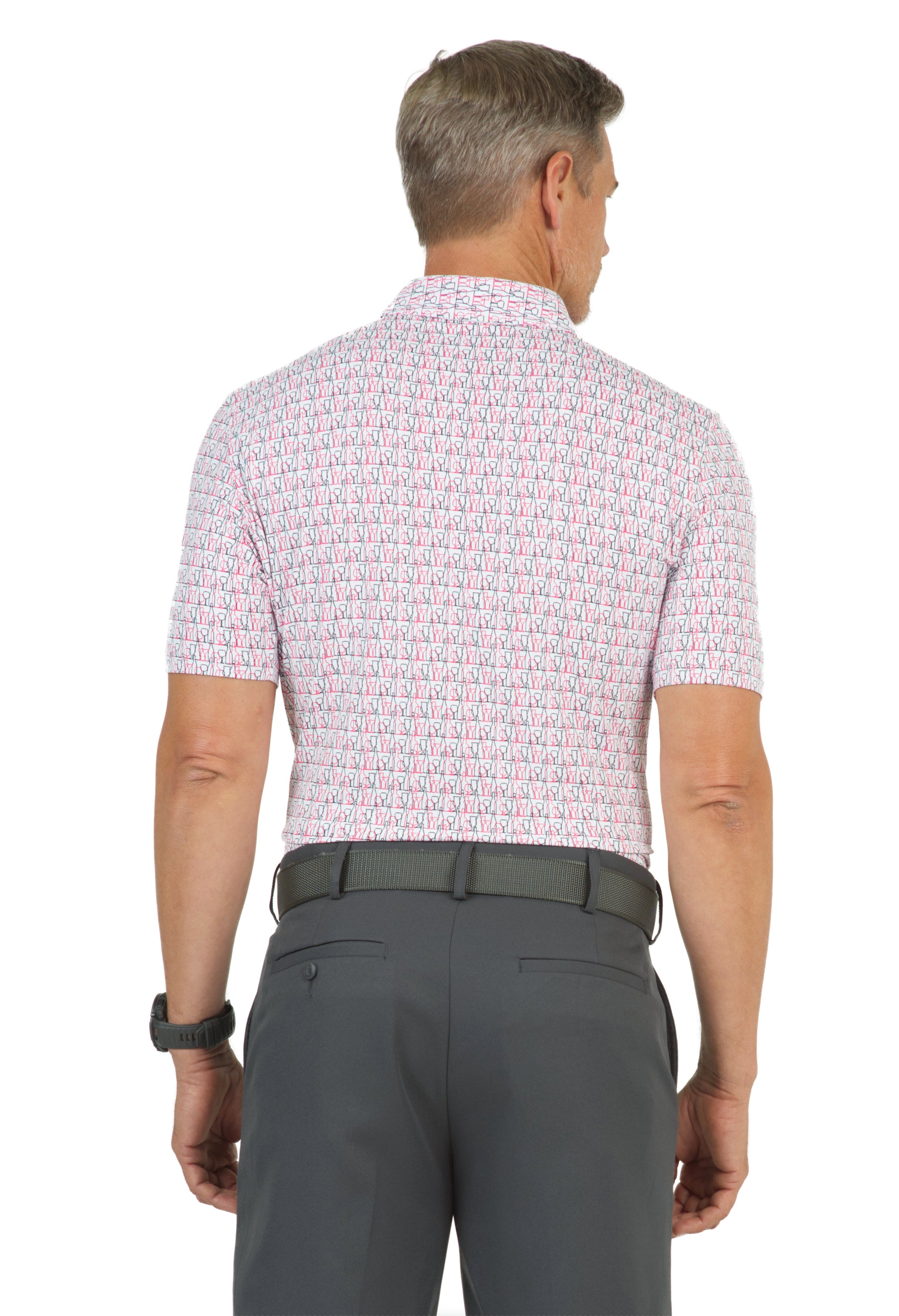 IBKÜL - Happy Hour Print Short Sleeve Polo – 94152 (Modern Fit) - Color: Water/Charcoal