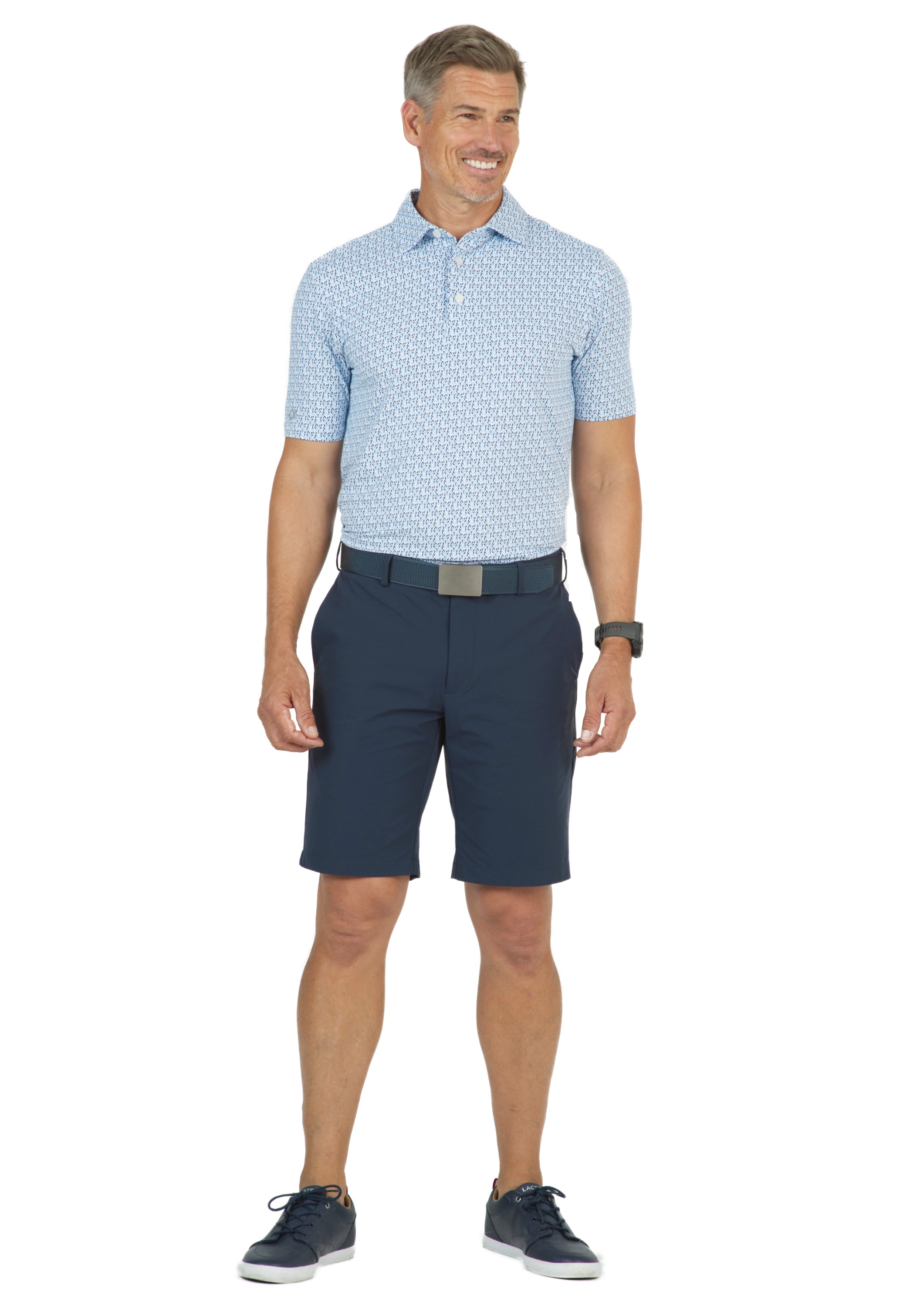 IBKÜL - Petals Print Short Sleeve Polo – 94155 (Modern Fit) - Color: Peri/Navy