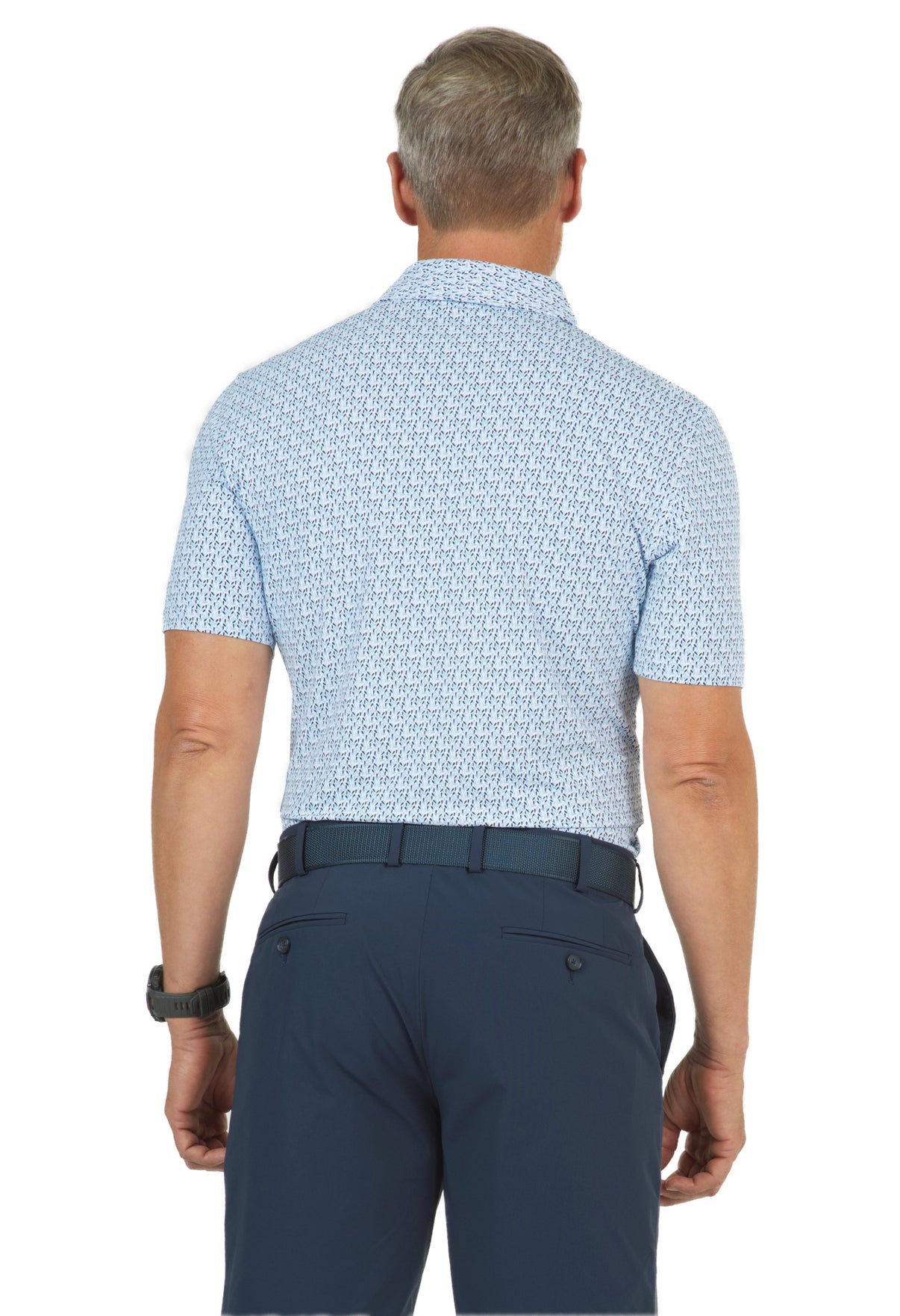 IBKÜL - Petals Print Short Sleeve Polo – 94155 (Modern Fit) - Color: Peri/Navy