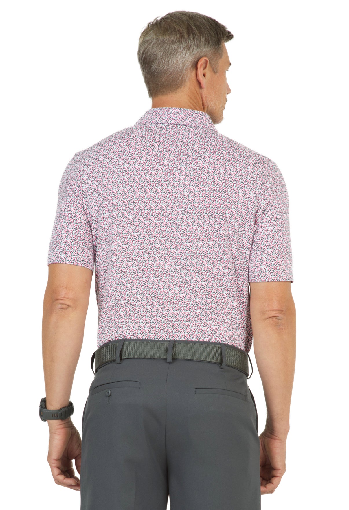 IBKÜL - Petals Print Short Sleeve Polo – 94155 (Modern Fit) - Color: Water/Charcoal
