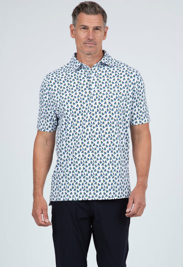 IBKÜL - Cheers Print Short Sleeve Polo – 94161 (Modern Fit) - Color: Black/White/Royal/Green