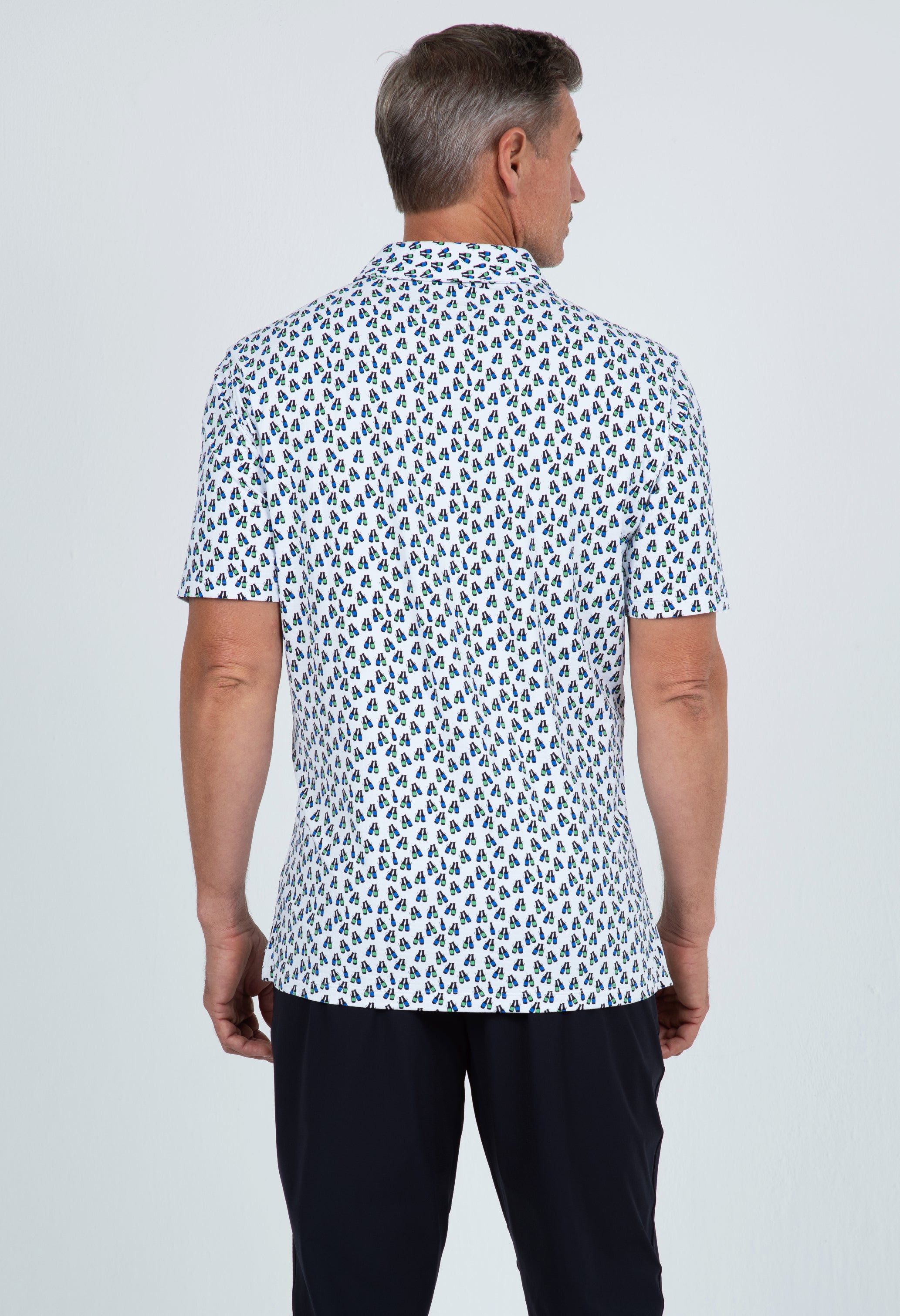 IBKÜL - Cheers Print Short Sleeve Polo – 94161 (Modern Fit) - Color: Black/White/Royal/Green